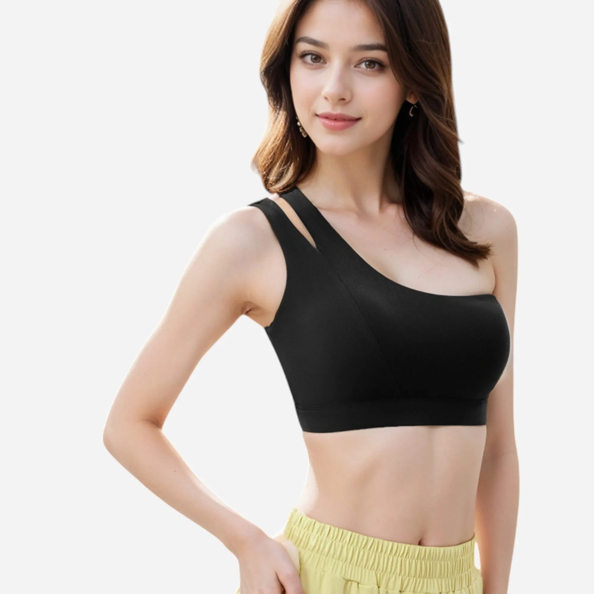 Anna-Kaci Women's One Shoulder Cut-Out Sports Bra with Asymmetrical Design sold by Anna-Kaci
