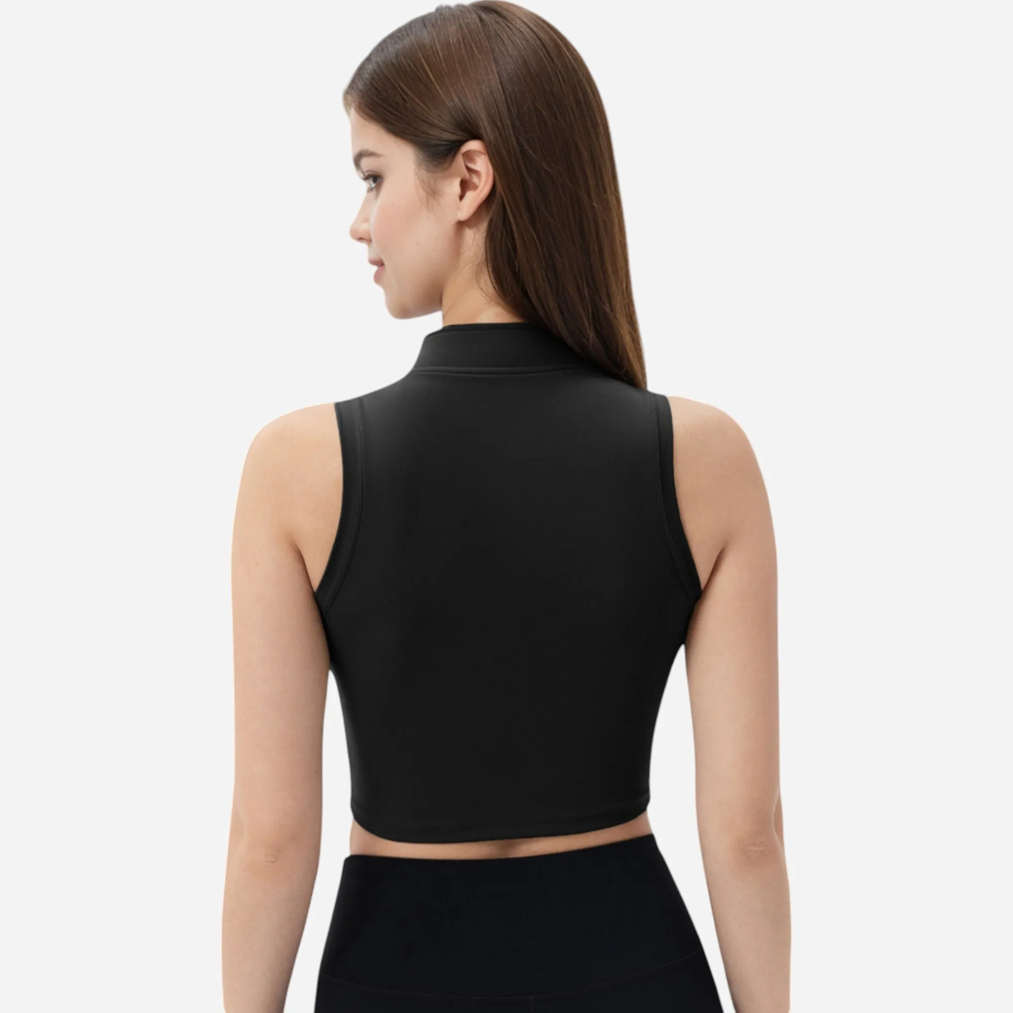 Anna-Kaci Women's Zip-Up Mock Neck Crop Top with Sleeveless Design sold by Anna-Kaci product image thumbnail 4