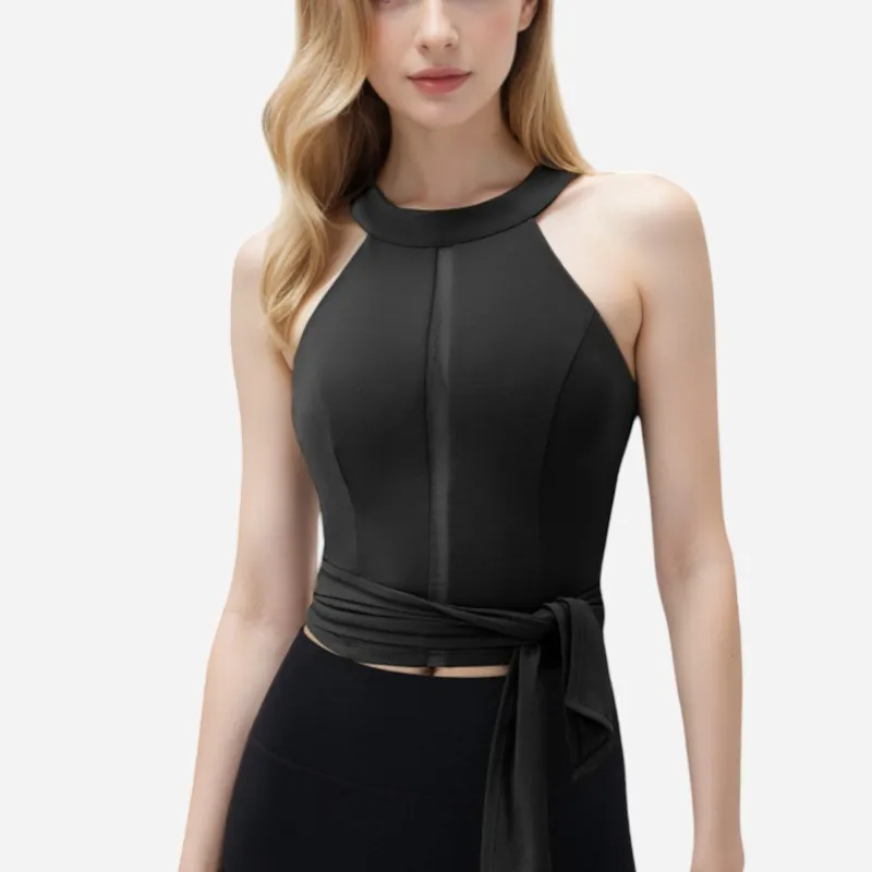 Anna-Kaci Women's Halter Neck Wrap Tie Athletic Tank Top sold by Anna-Kaci