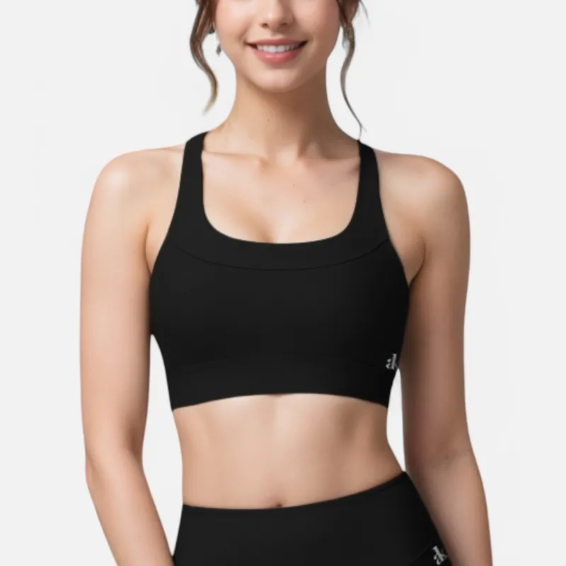 Anna-Kaci Women's Ribbed Scoop Neck Sports Bra with Wide Straps made by Anna-Kaci
