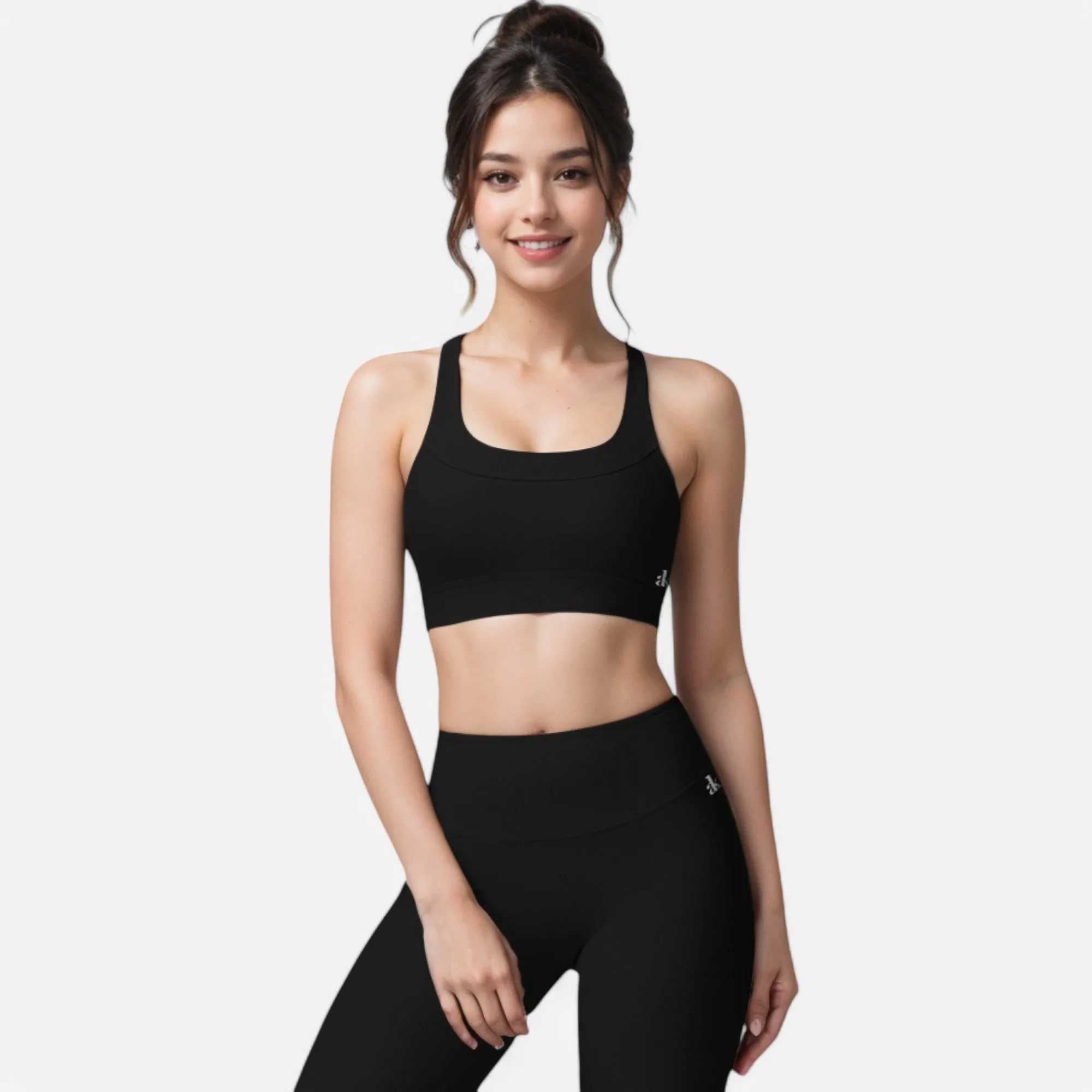 Anna-Kaci Women's Ribbed Scoop Neck Sports Bra with Wide Straps sold by Anna-Kaci product image thumbnail 2