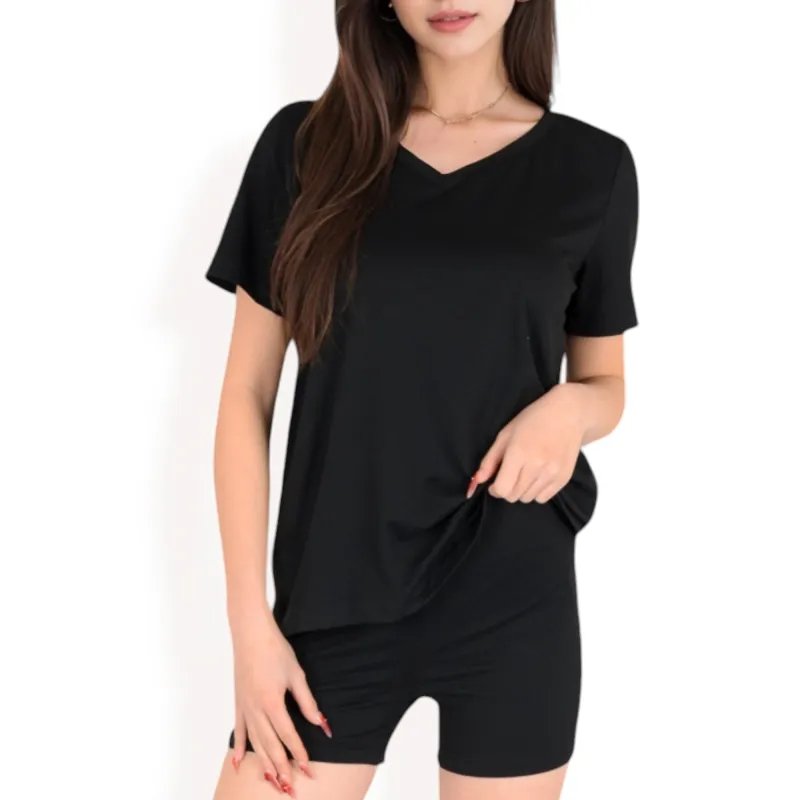 Anna-Kaci Women's V-Neck Relaxed Two-Piece Lounge Set with Shorts sold by Anna-Kaci