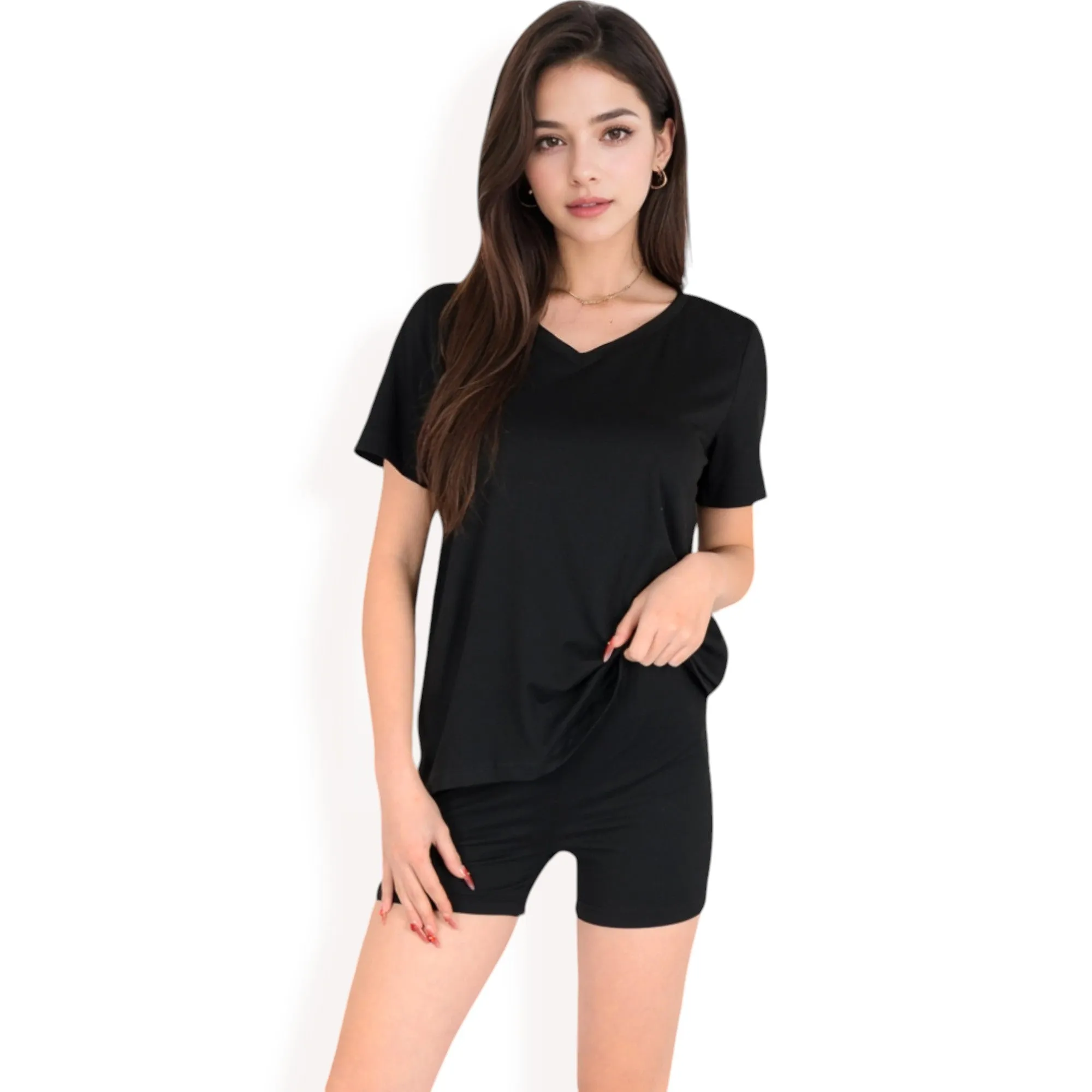 Anna-Kaci Women's V-Neck Relaxed Two-Piece Lounge Set with Shorts sold by Anna-Kaci product image thumbnail 2