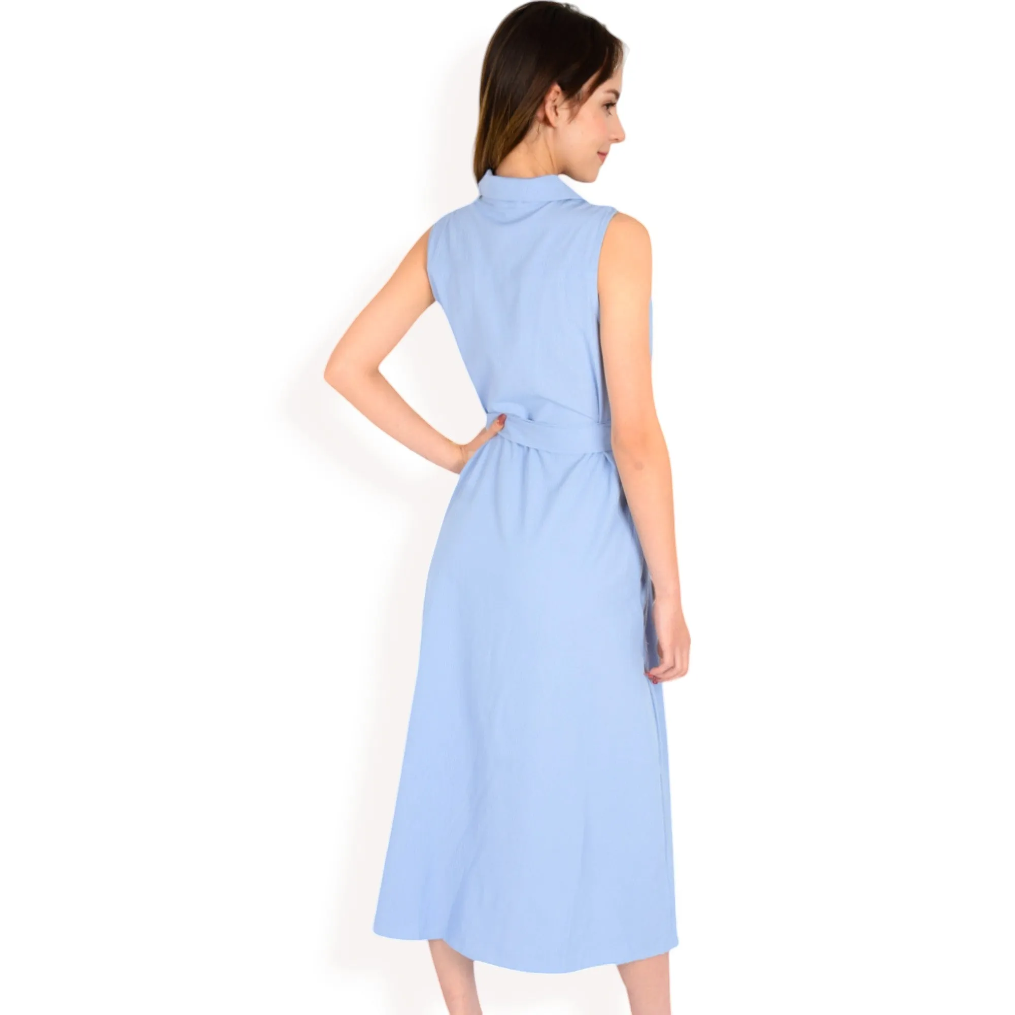 Anna-Kaci Women's Sleeveless Button-Down Midi Dress with Waist Tie and Collared Neckline sold by Anna-Kaci product image thumbnail 5