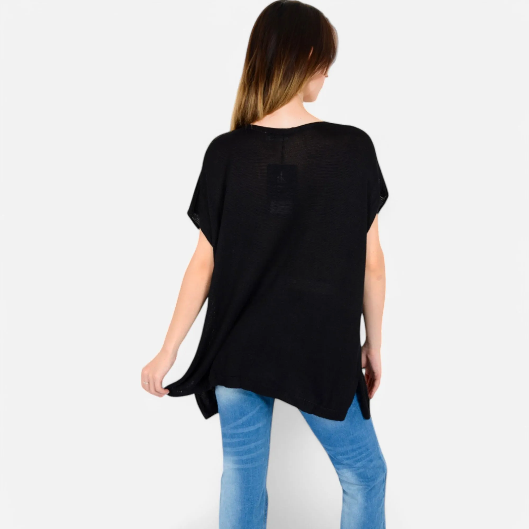 Anna-Kaci Women's V-Neck Knit Top with Short Sleeves and Relaxed Fit sold by Anna-Kaci product image thumbnail 5