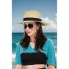 Anna-Kaci Wide Brim Straw Fedora Sun Hat with Black Band Lightweight Packable Summer Panama Hat for UV Protection sold by Anna-Kaci