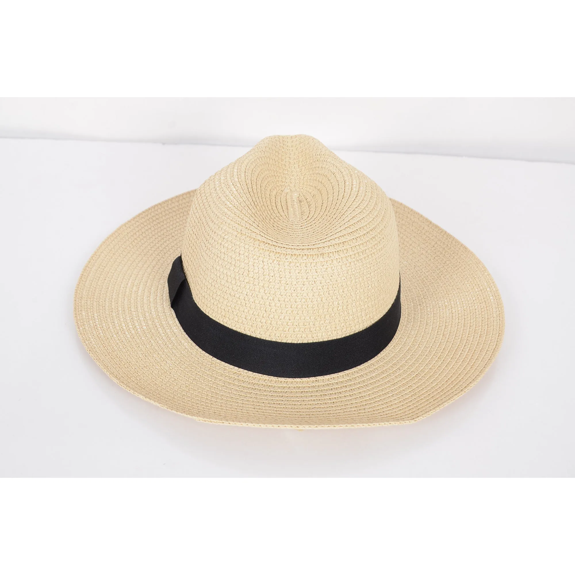Anna-Kaci Wide Brim Straw Fedora Sun Hat with Black Band Lightweight Packable Summer Panama Hat for UV Protection sold by Anna-Kaci product image thumbnail 4
