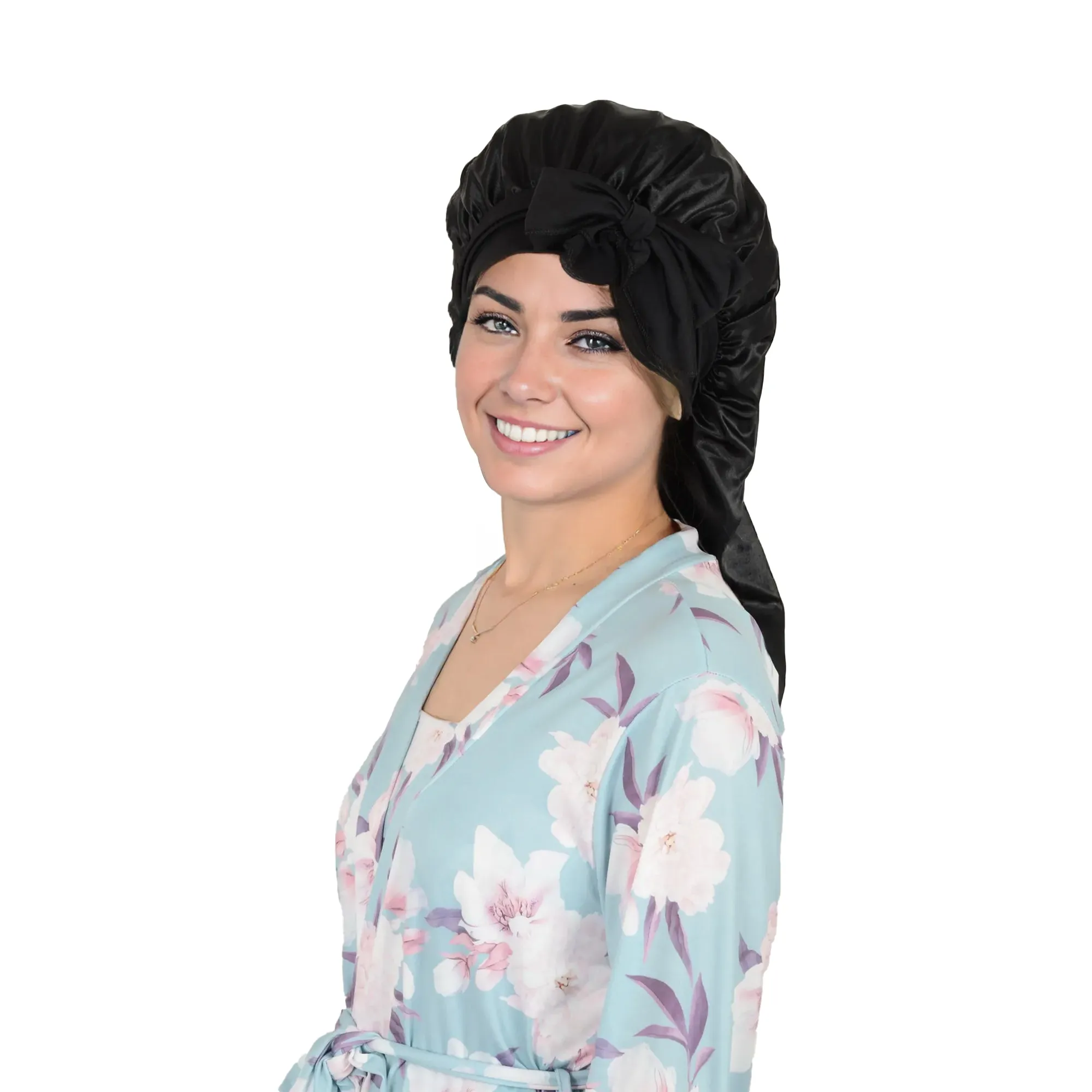 Anna-Kaci Satin Long Bonnet Sleep Cap with Stretch Turban Band for Hair Protection and Moisture Retention sold by Anna-Kaci product image thumbnail 2