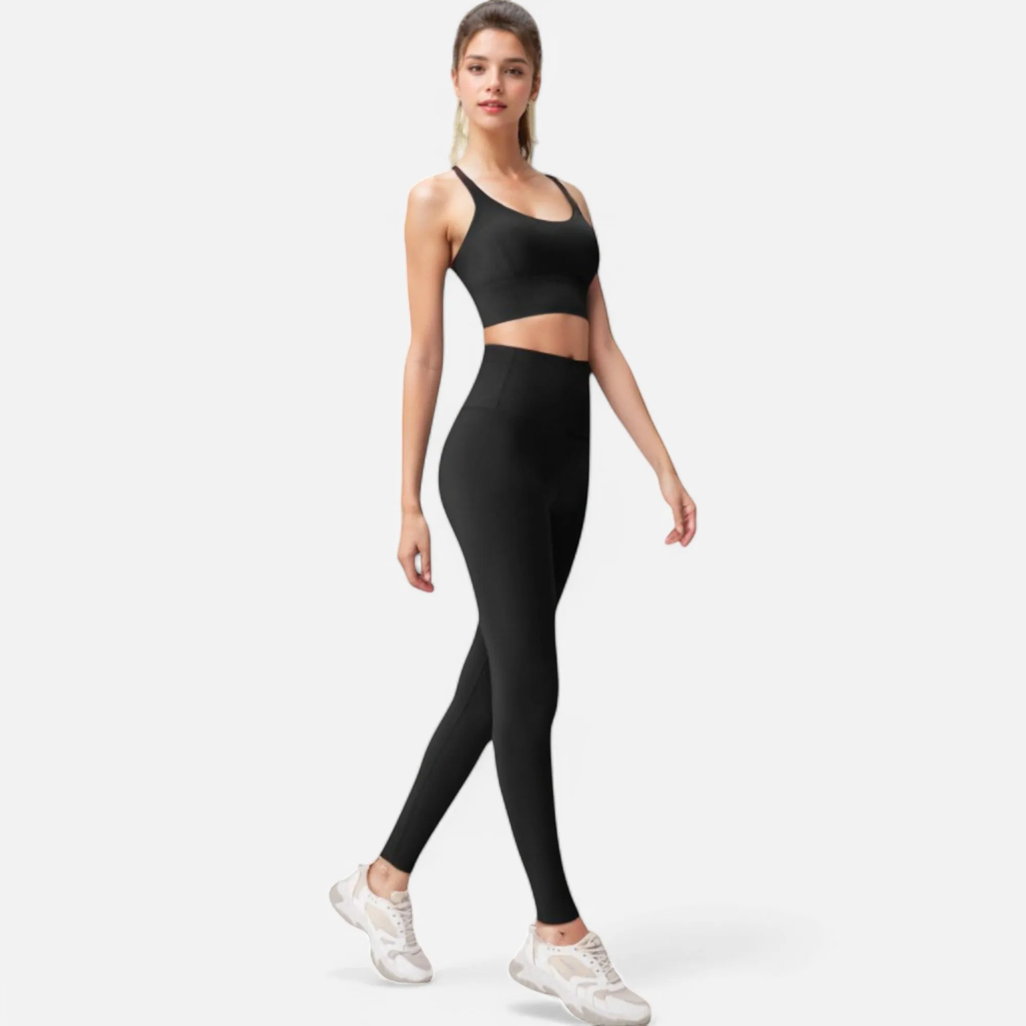 Anna-Kaci Women's Strappy Back Sports Bra with Contrast Detail and Scoop Neck sold by Anna-Kaci product image thumbnail 3