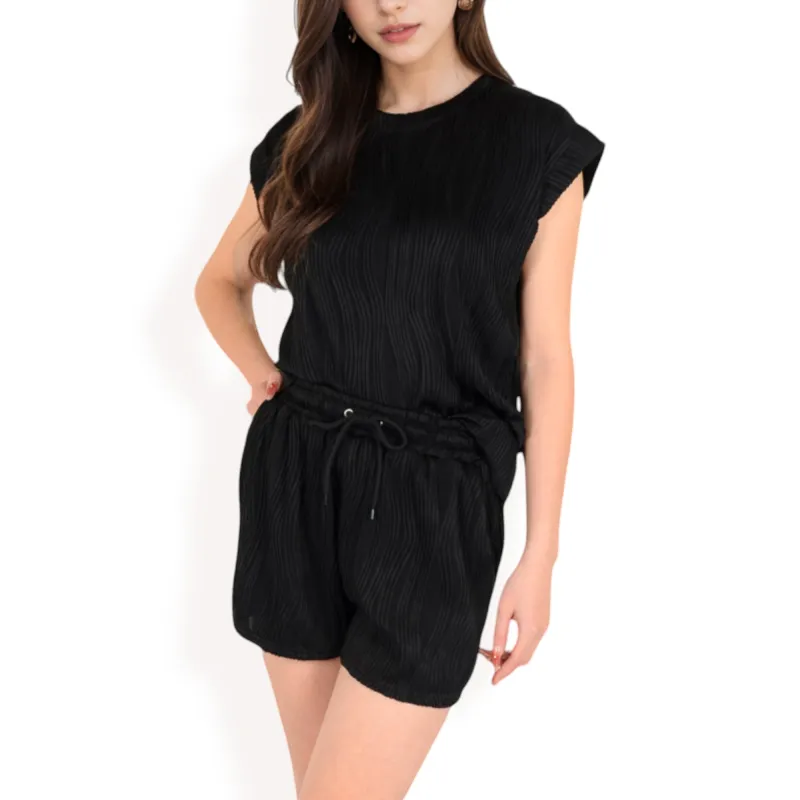 Anna-Kaci Women's Sleeveless Two-Piece Lounge Set with Rolled Hem Shorts sold by Anna-Kaci