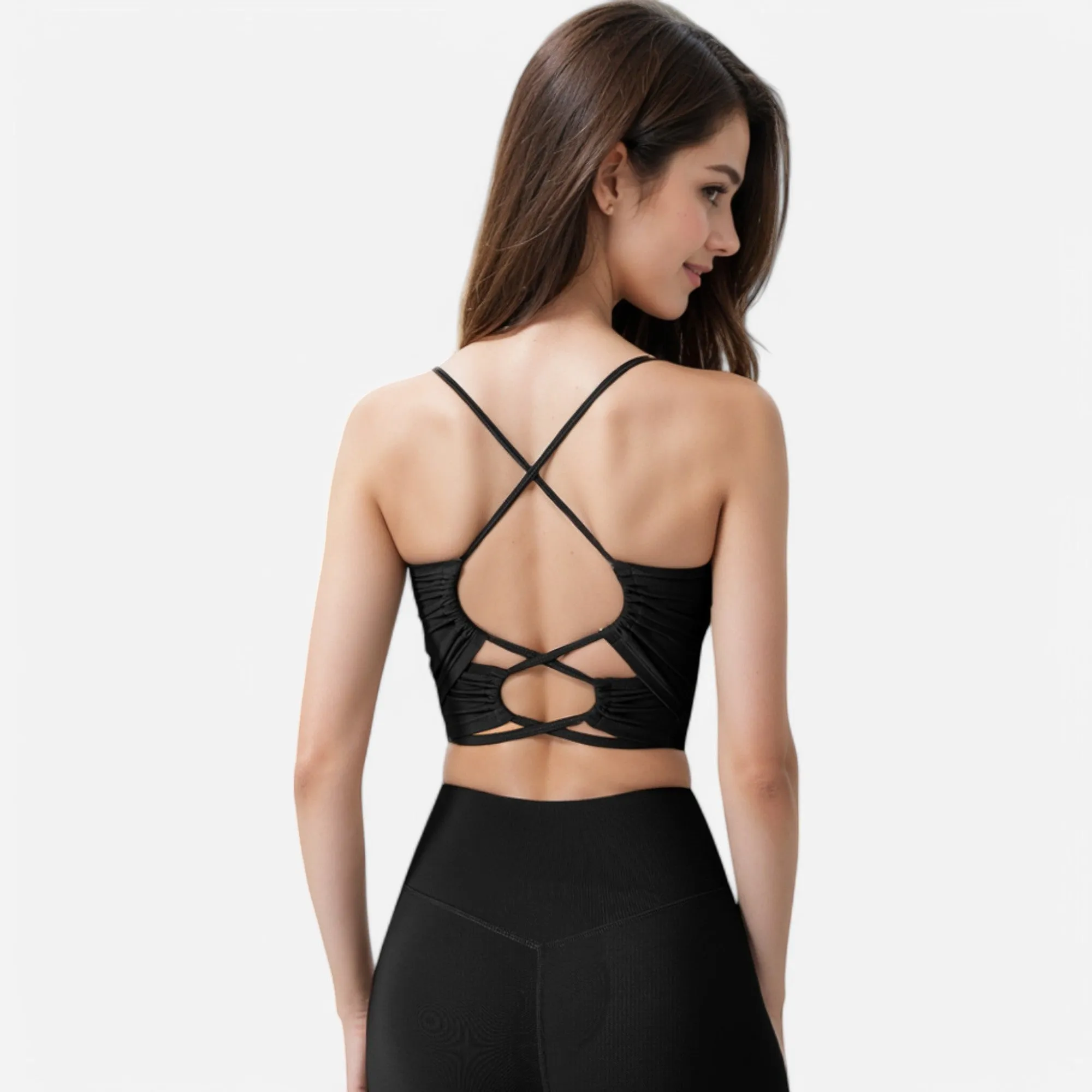 Anna-Kaci Women's Crisscross Strappy Sports Bra with Lace-Up Detail sold by Anna-Kaci product image thumbnail 4