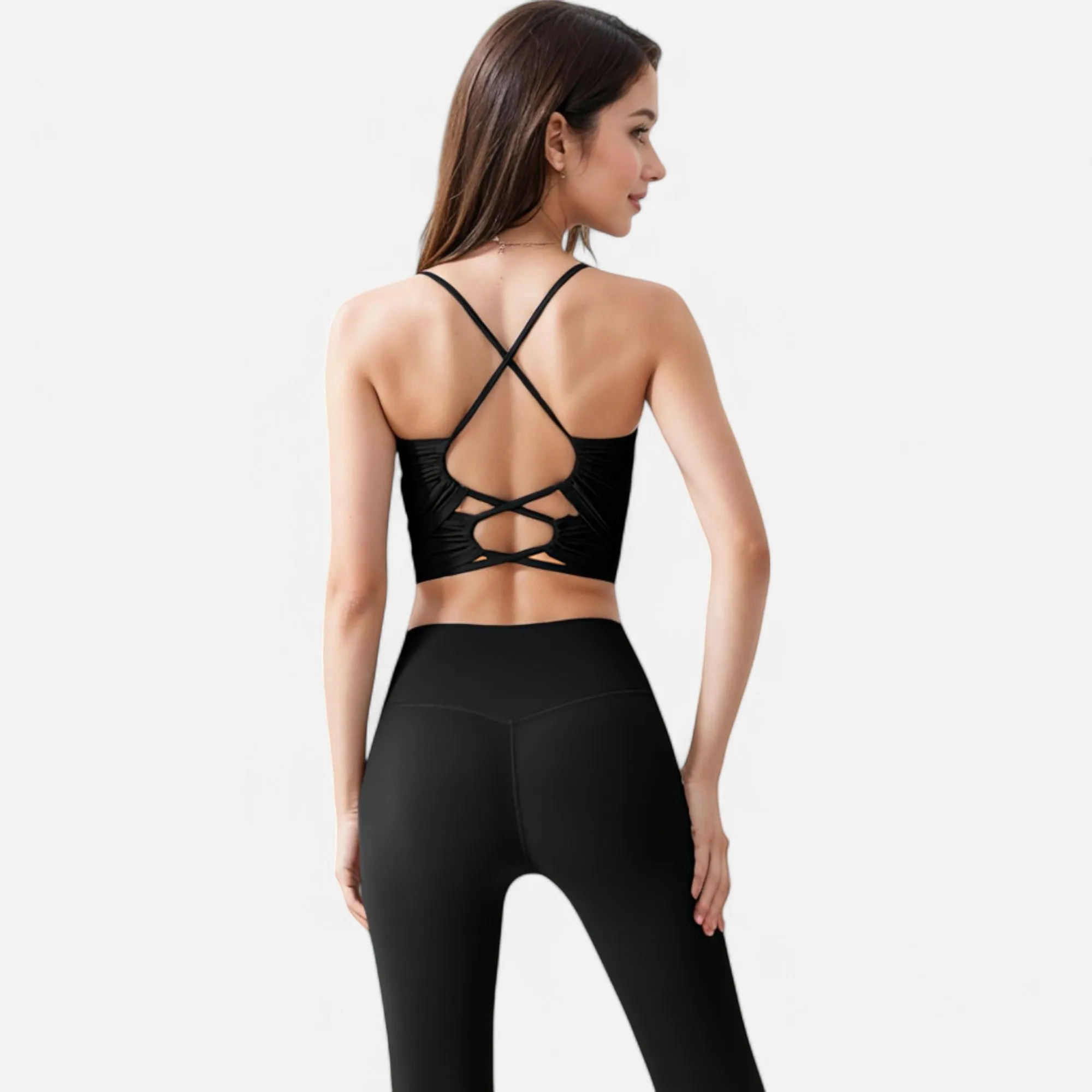 Anna-Kaci Women's Crisscross Strappy Sports Bra with Lace-Up Detail sold by Anna-Kaci product image thumbnail 5