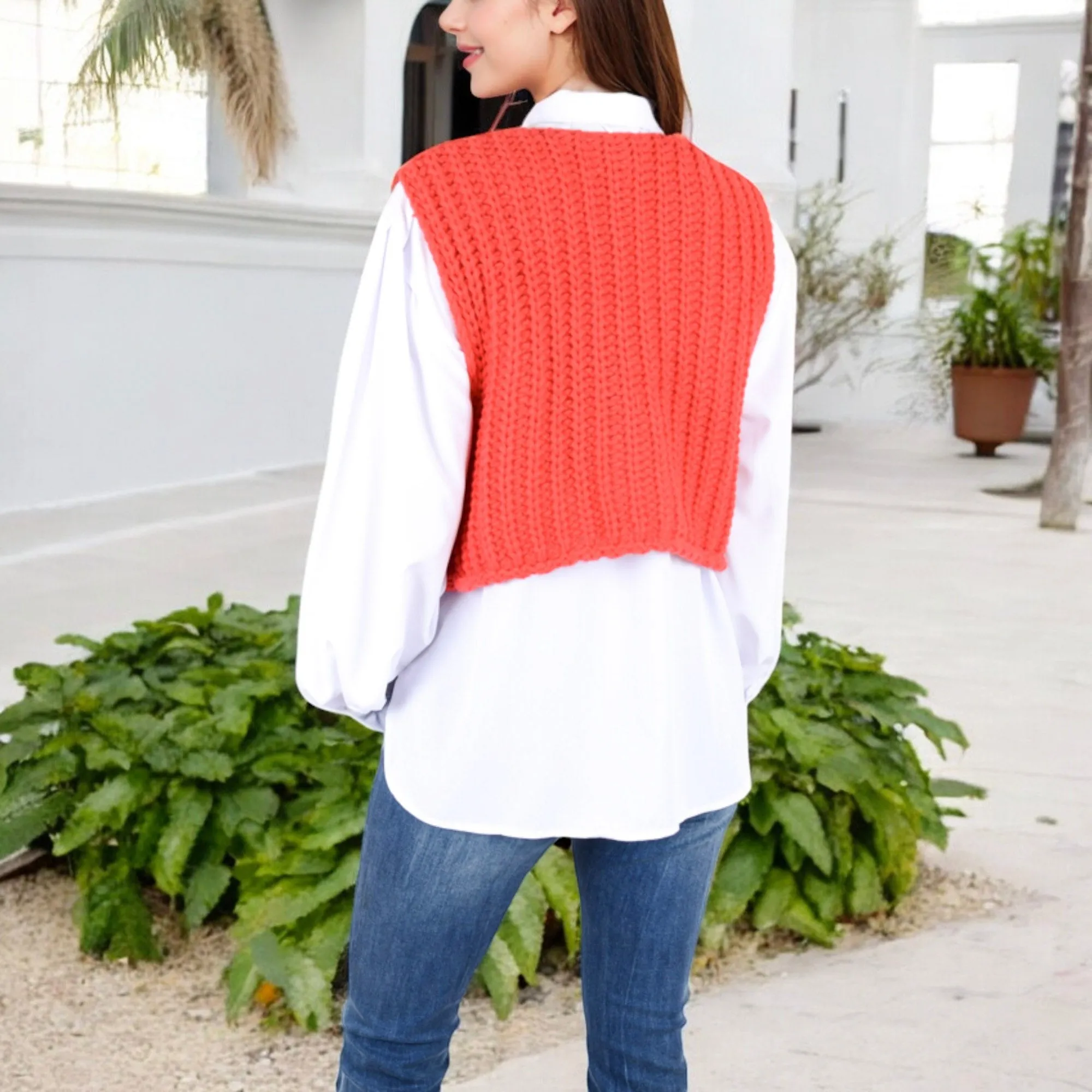 Anna-Kaci Women's Chunky Knit Vest with Oversized Buttons and Front Pockets sold by Anna-Kaci product image thumbnail 5