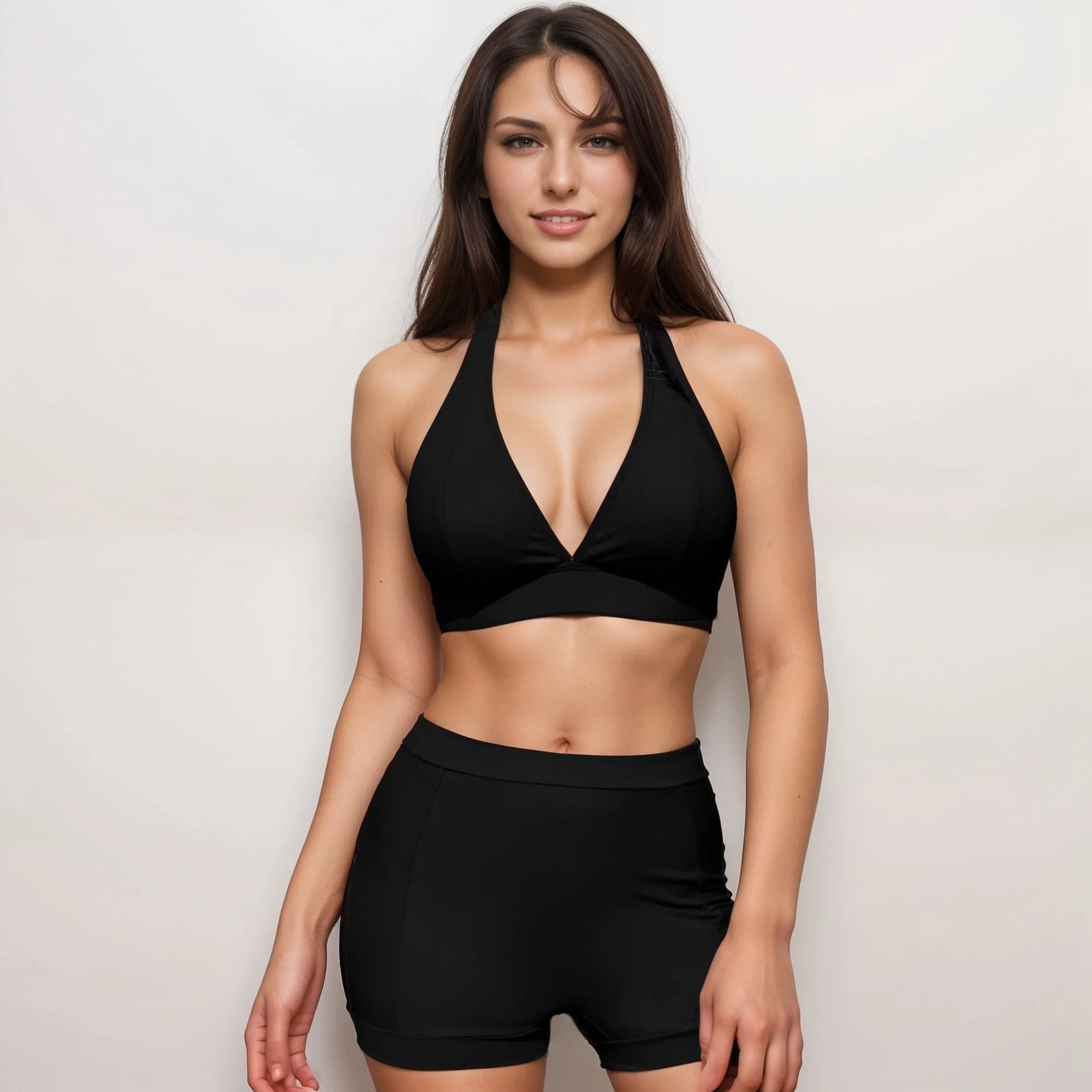 Anna-Kaci Swim Women's Two Piece Bikini Set with Halter Triangle Top and High Waist Swim Shorts Bottom sold by Anna-Kaci product image thumbnail 2
