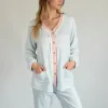 Anna-Kaci Lounge Women's Long Sleeve Button Up Pajama Set with Ruffle Trim and Front Patch Pockets sold by Anna-Kaci