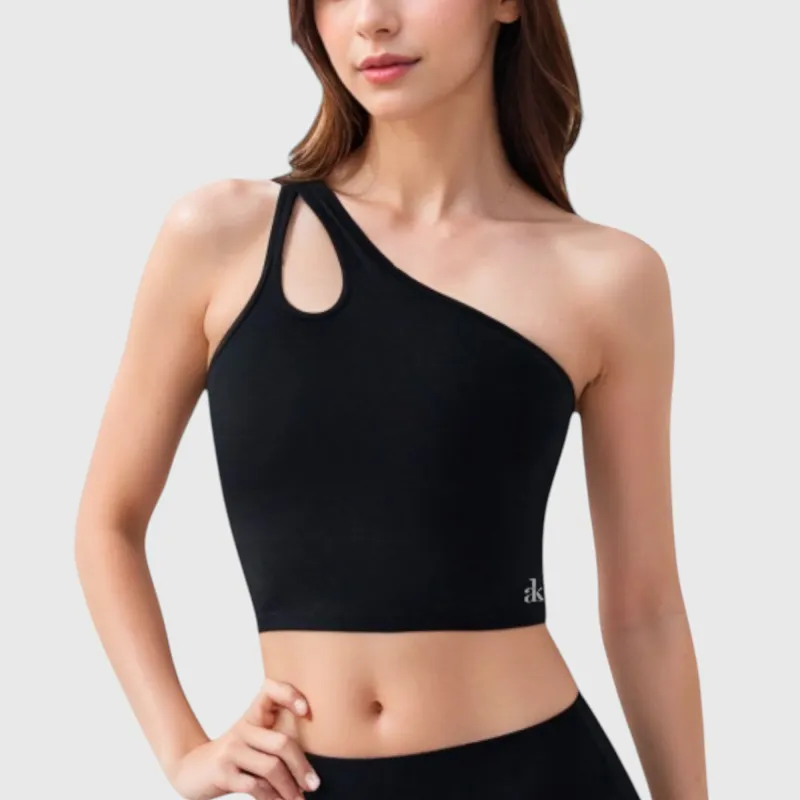 Anna-Kaci Active Women's One Shoulder Cutout Athletic Crop Top sold by Anna-Kaci
