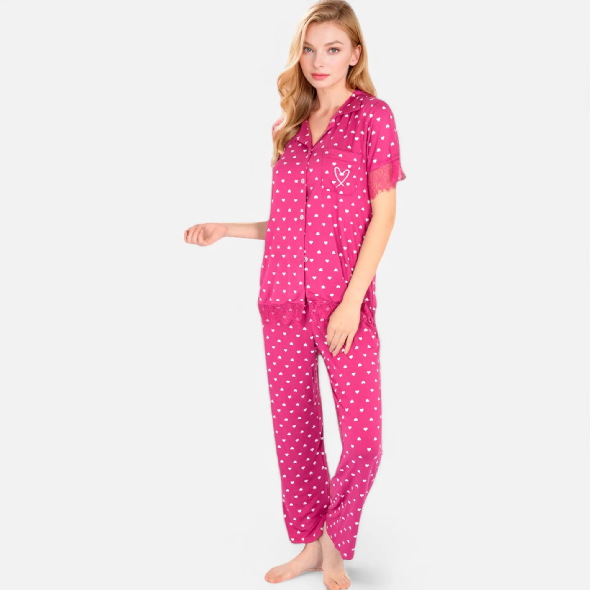 Anna-Kaci Lounge Women's Polka Dot Short Sleeve Button-Up Pajama Set with Pocket Detail sold by Anna-Kaci product image thumbnail 2