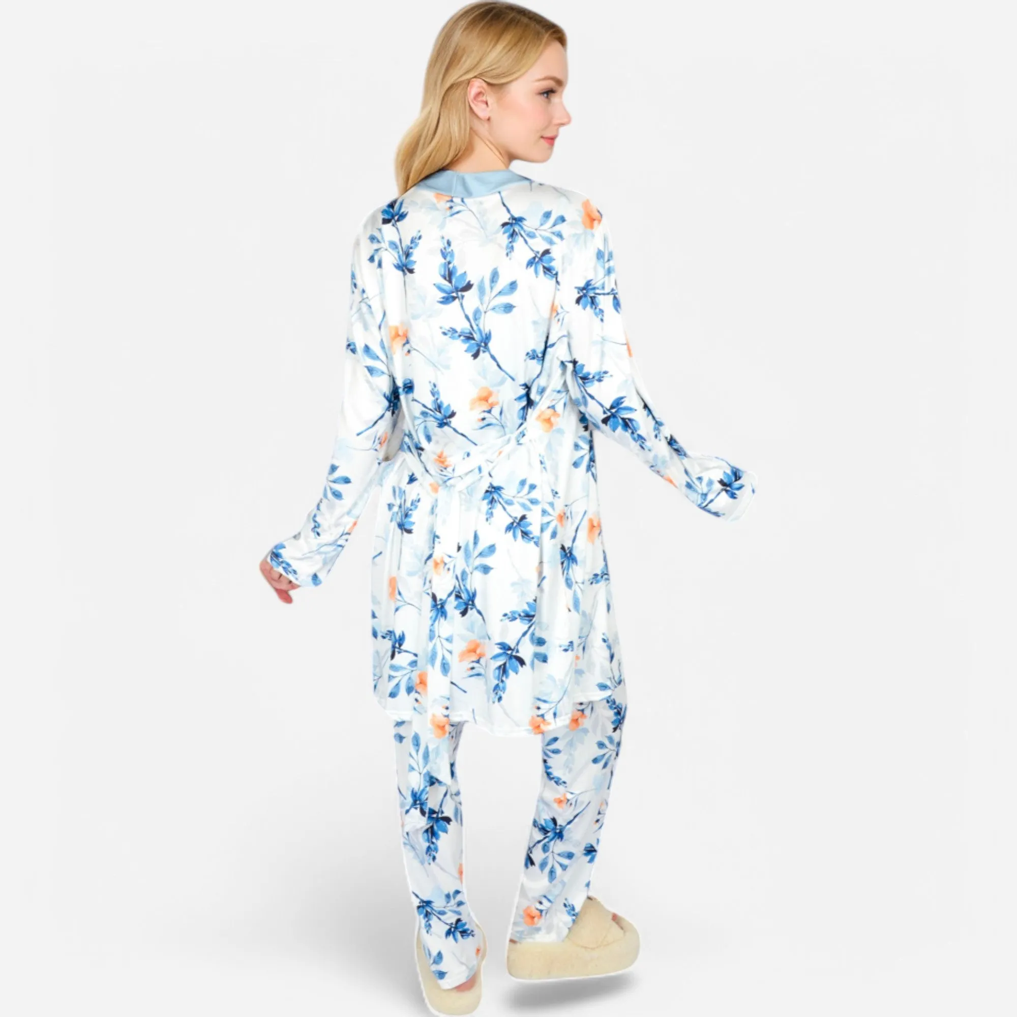 Anna-Kaci Lounge Women's Floral Print 3-Piece Pajama Set with Long Cardigan sold by Anna-Kaci product image thumbnail 5