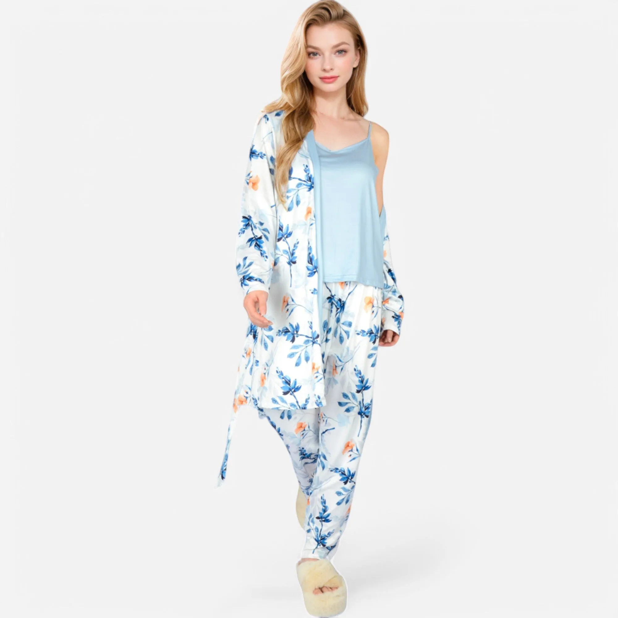 Anna-Kaci Lounge Women's Floral Print 3-Piece Pajama Set with Long Cardigan sold by Anna-Kaci product image thumbnail 2