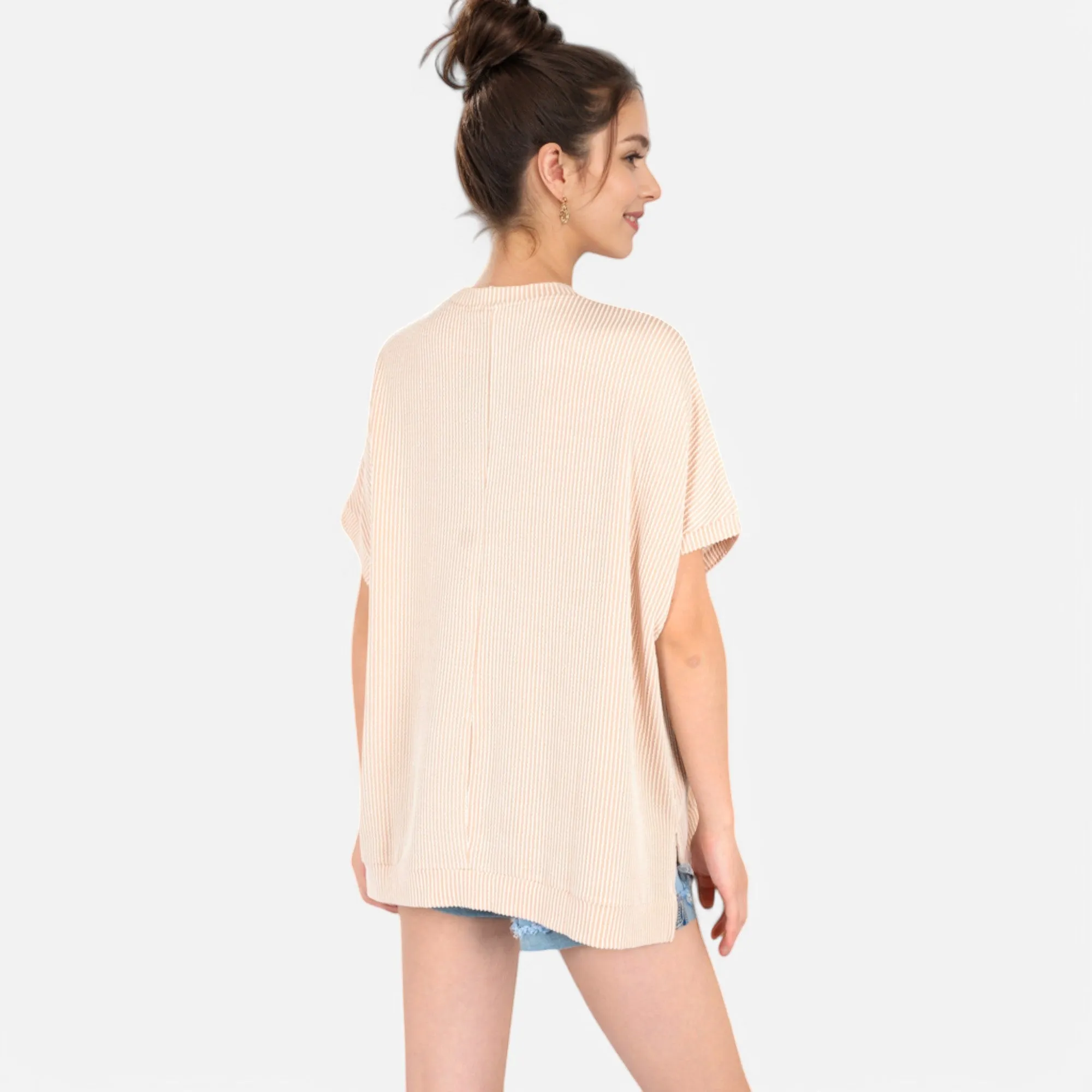 Anna-Kaci Women's Oversized Knit Pullover Top with Side Slits and Ribbed Texture sold by Anna-Kaci product image thumbnail 5