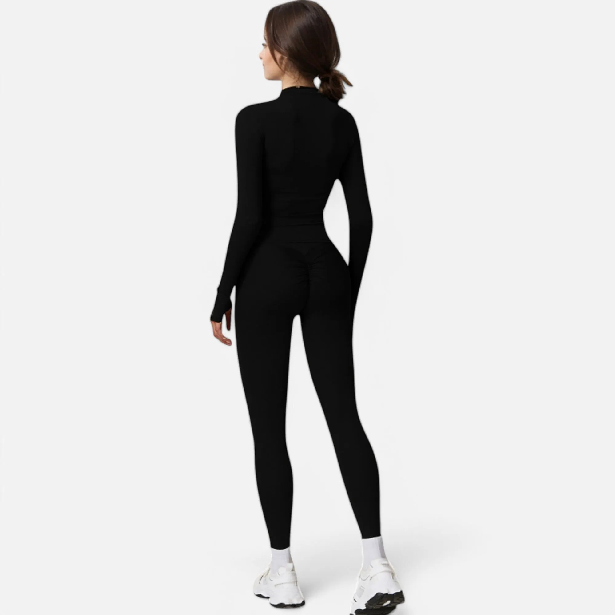 Anna-Kaci Active Women's Long Sleeve Fitted Zip-Up Jacket with High Collar and Thumbhole Cuffs sold by Anna-Kaci product image thumbnail 5