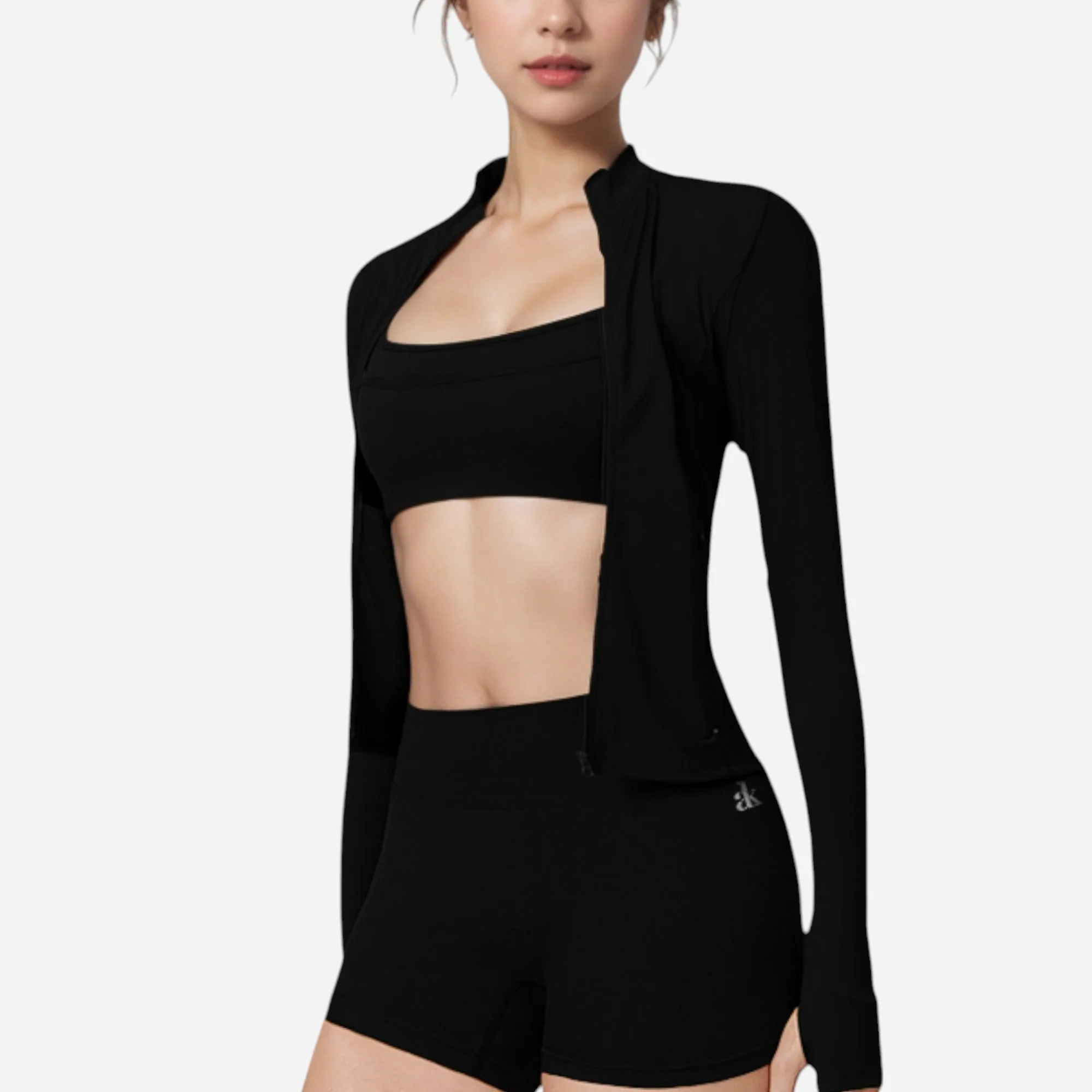 Anna-Kaci Active Women's Long Sleeve Fitted Zip-Up Jacket with High Collar and Thumbhole Cuffs sold by Anna-Kaci