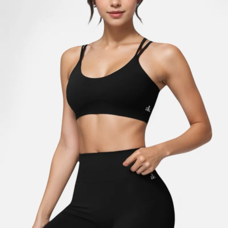 Anna-Kaci Active Women's Double Strap Sports Bra with V-Neckline and Soft Support made by Anna-Kaci