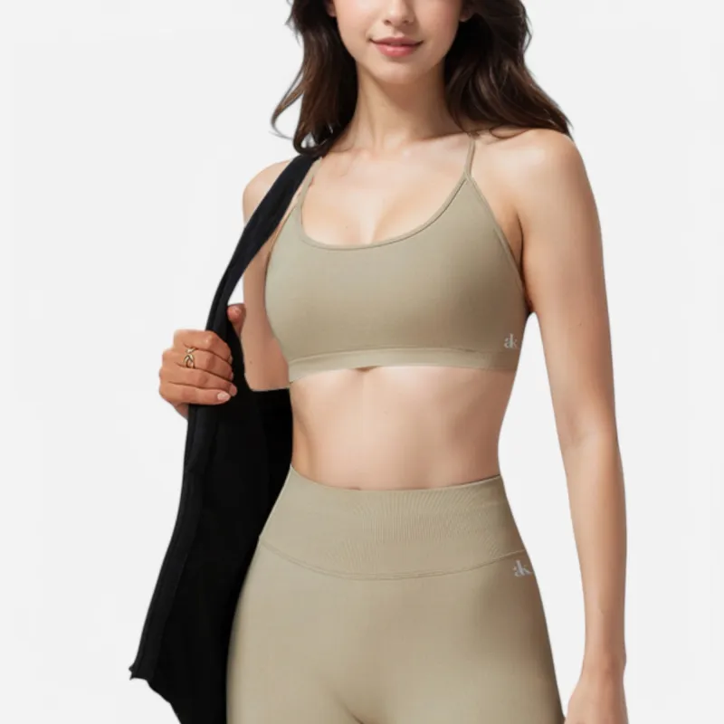 Anna-Kaci Active Women's Seamless Sports Bra with Scoop Neck and Thin Fixed Straps made by Anna-Kaci