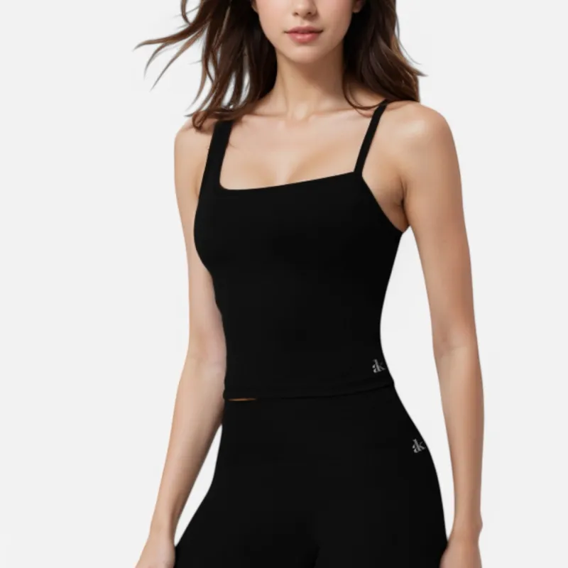 Anna-Kaci Active Women's Fitted Square Neck Tank Top with Spaghetti Straps sold by Anna-Kaci