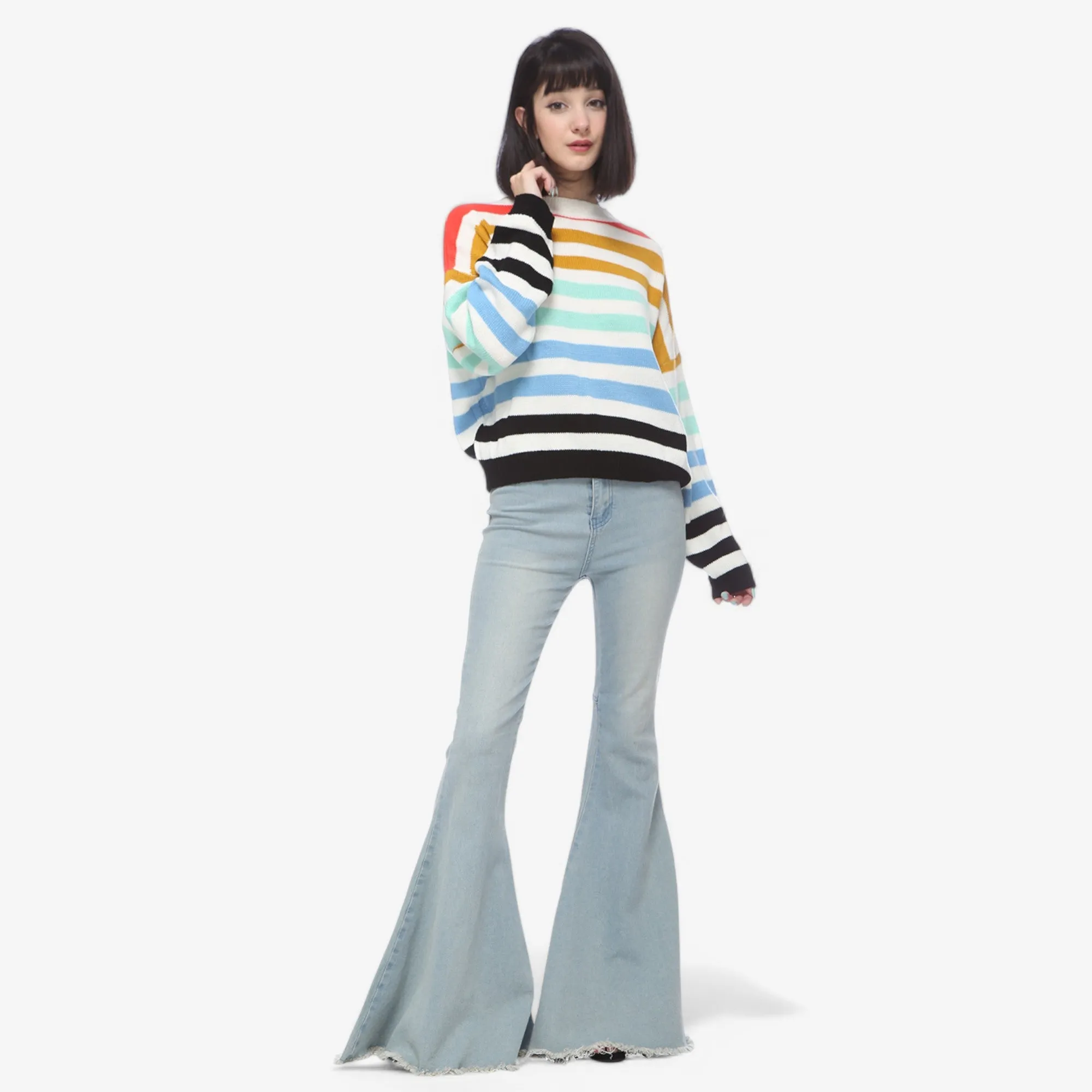 Anna-Kaci Women's Striped Knit Sweater with Crew Neck and Long Sleeves sold by Anna-Kaci product image thumbnail 5