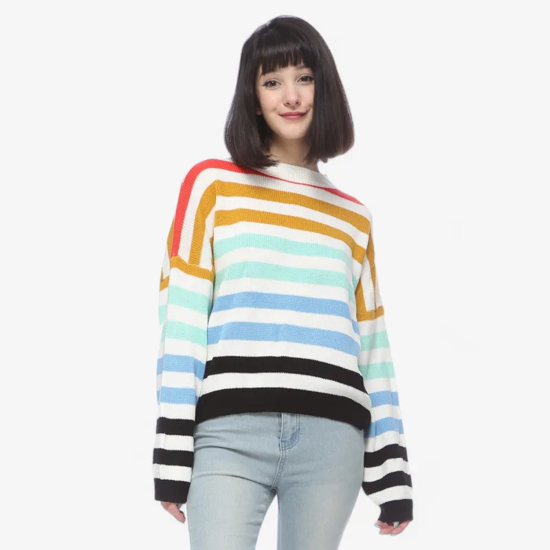 Anna-Kaci Women's Striped Knit Sweater with Crew Neck and Long Sleeves sold by Anna-Kaci