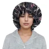 Anna-Kaci Satin Lined Print Bonnet Large Ruffled Edge Adjustable Sleep Cap for Natural Hair Protection sold by Anna-Kaci