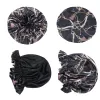 Anna-Kaci Satin Lined Print Bonnet Large Ruffled Edge Adjustable Sleep Cap for Natural Hair Protection sold by Anna-Kaci