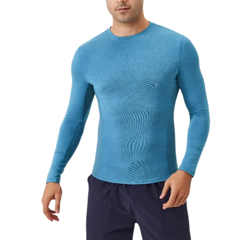 Anna-Kaci Active Men's Long Sleeve Performance Shirt with Seamless Stretch Fabric and Crew Neck Design sold by Anna-Kaci