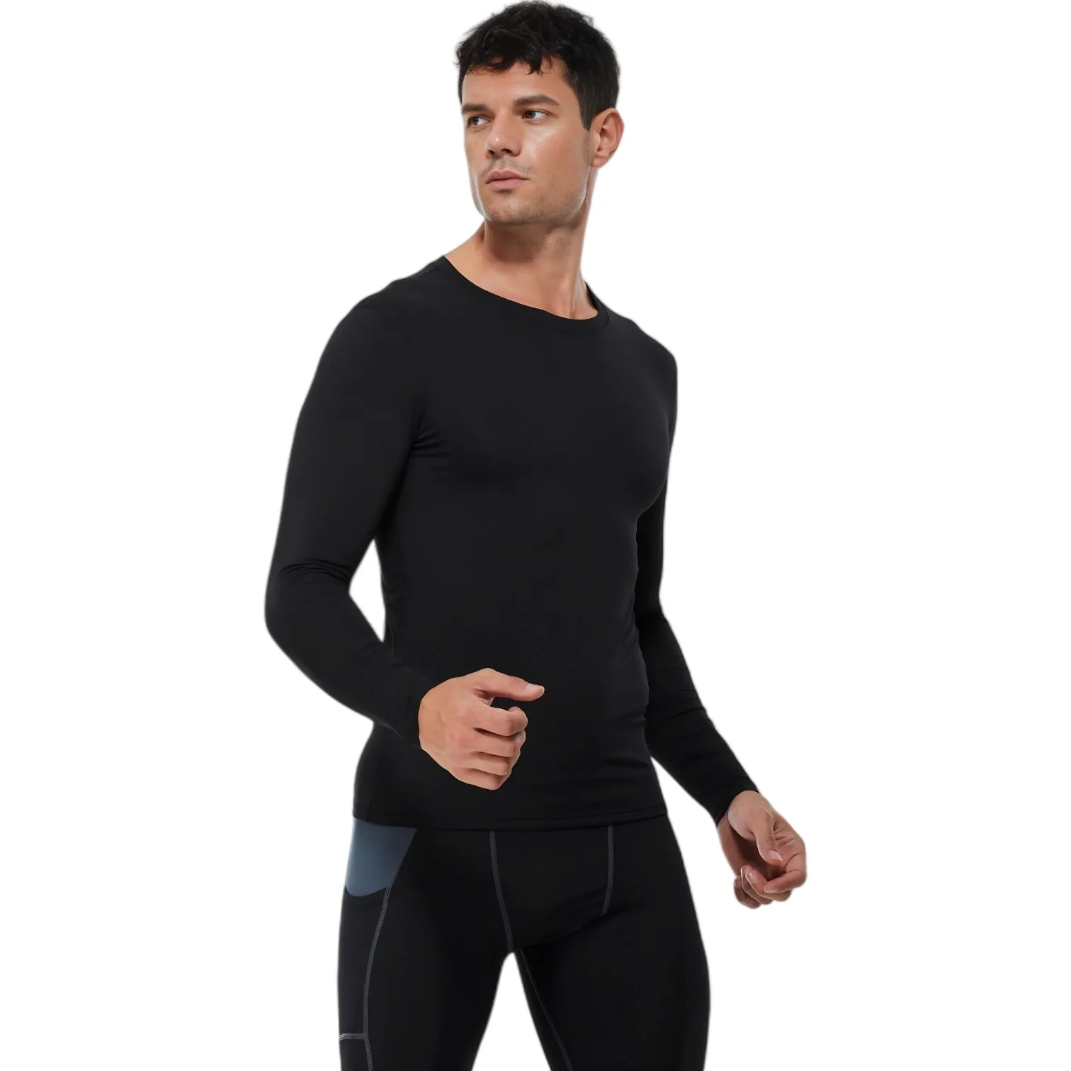 Anna-Kaci Active Men's Long Sleeve Compression Shirt with Crew Neck and Stretch Performance Fit sold by Anna-Kaci product image thumbnail 3