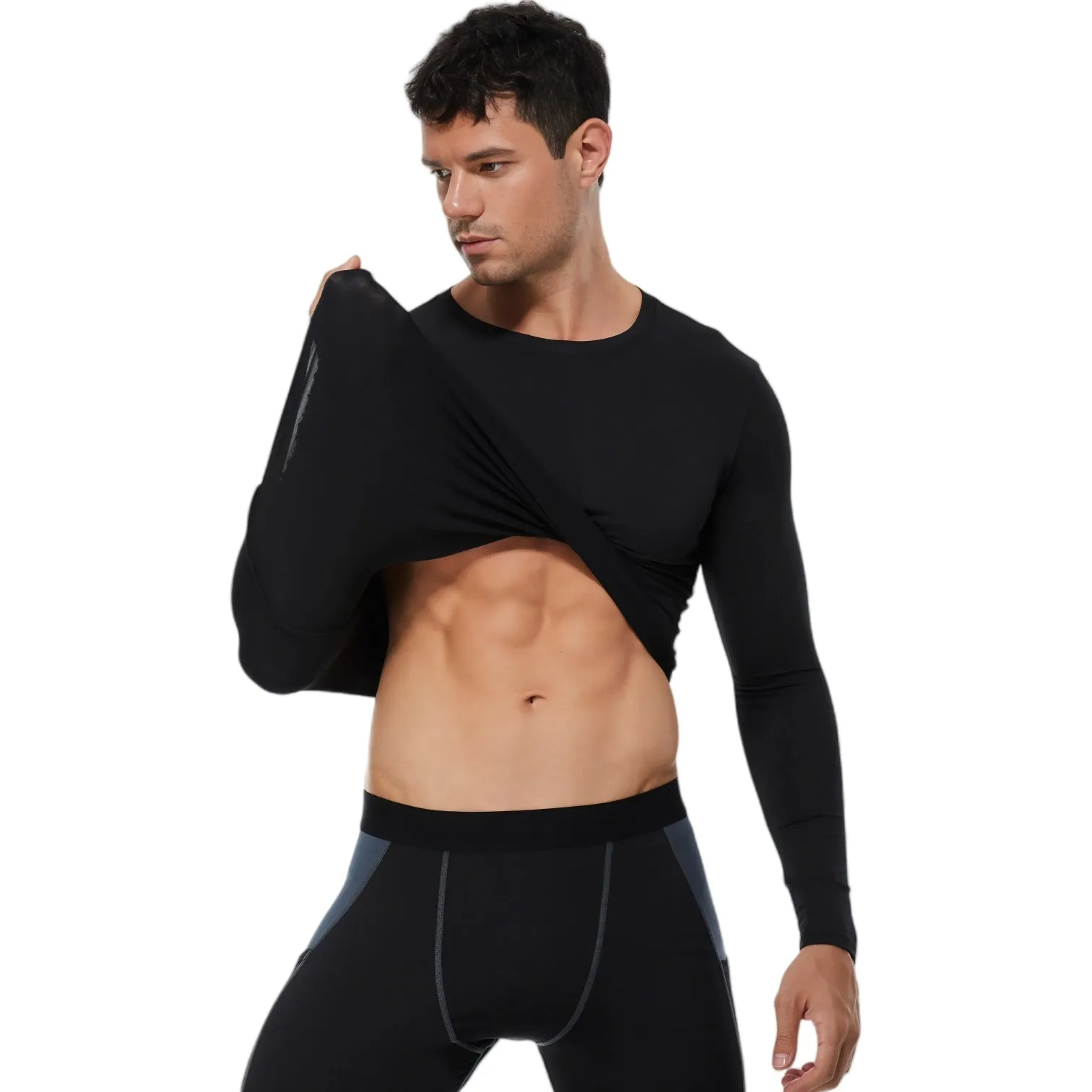 Anna-Kaci Active Men's Long Sleeve Compression Shirt with Crew Neck and Stretch Performance Fit sold by Anna-Kaci product image thumbnail 4