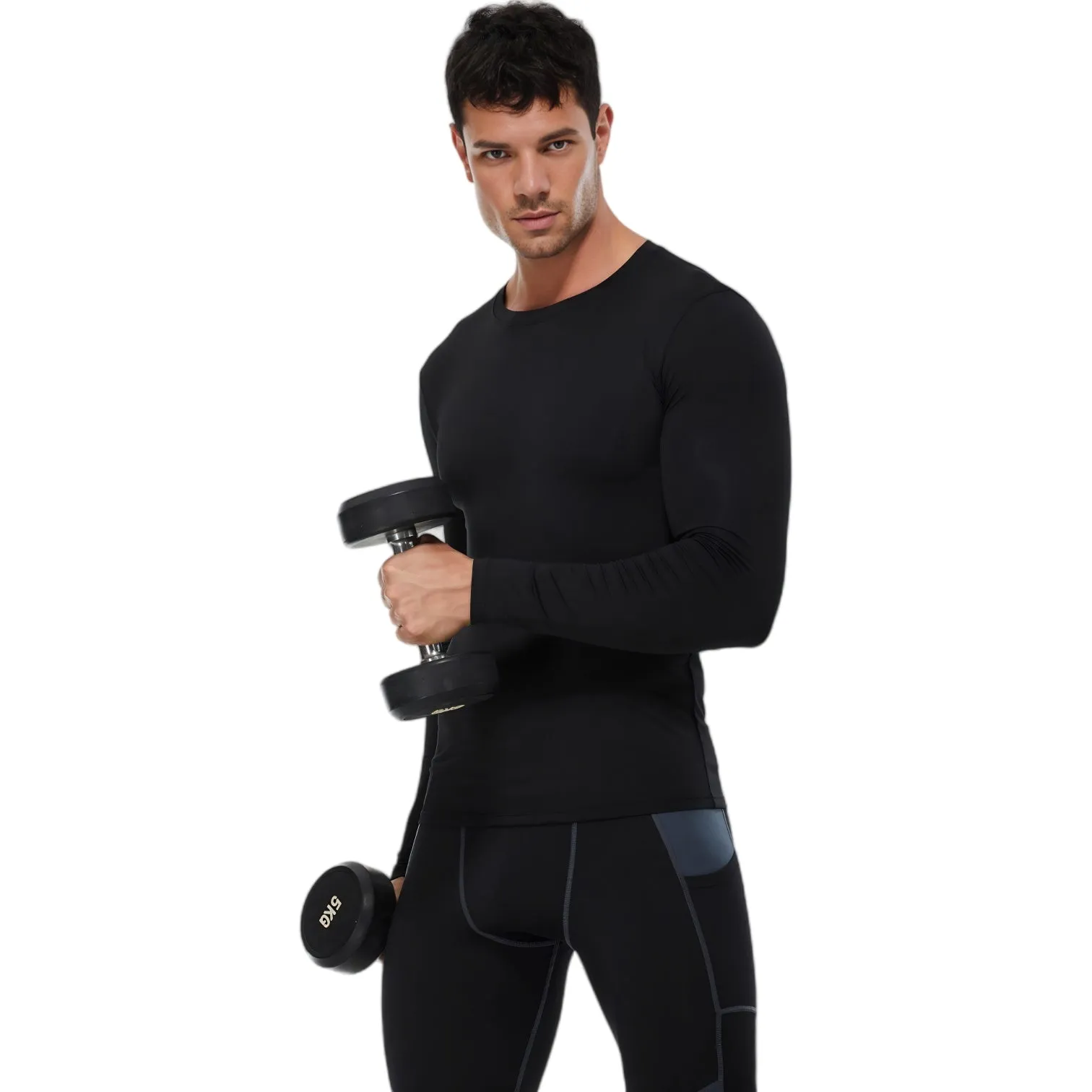 Anna-Kaci Active Men's Long Sleeve Compression Shirt with Crew Neck and Stretch Performance Fit sold by Anna-Kaci product image thumbnail 5