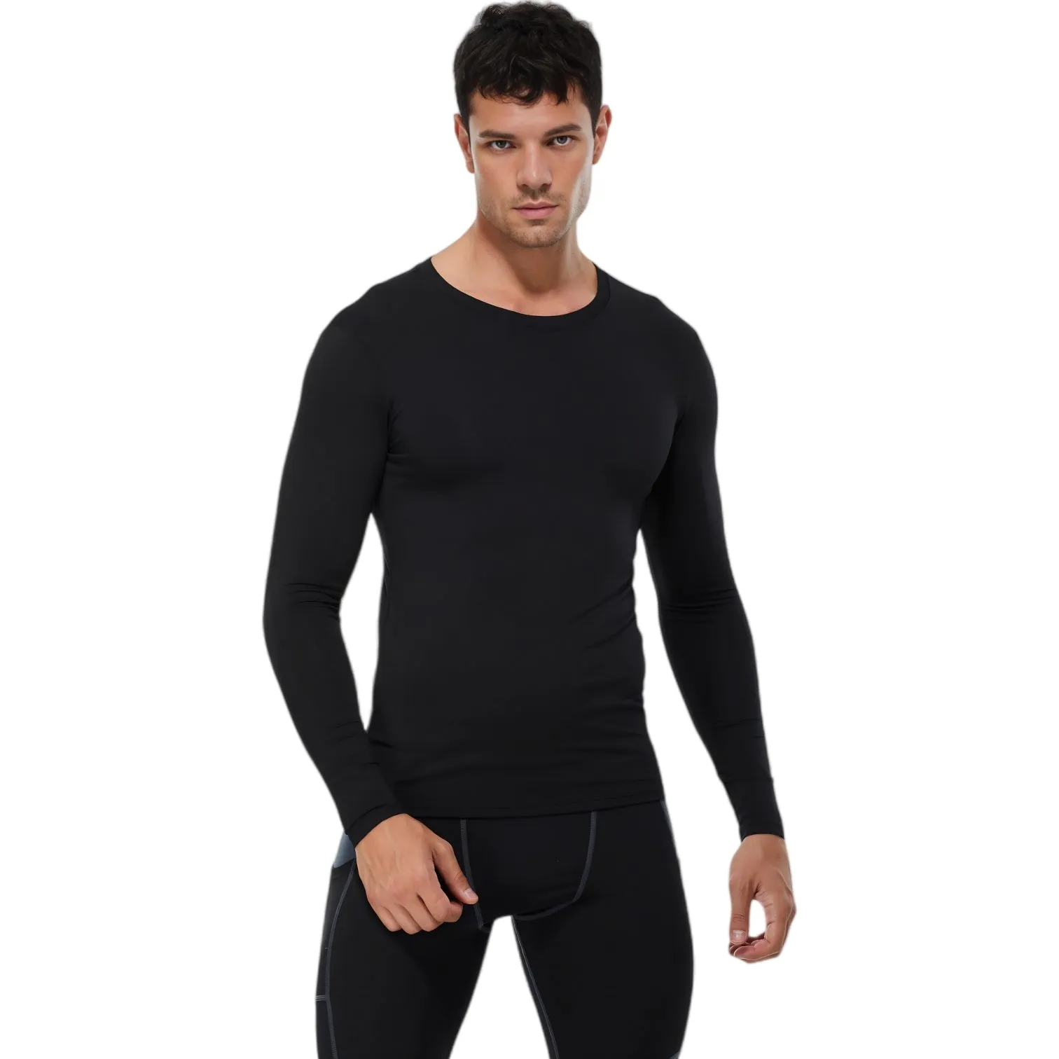 Anna-Kaci Active Men's Long Sleeve Compression Shirt with Crew Neck and Stretch Performance Fit sold by Anna-Kaci product image thumbnail 2
