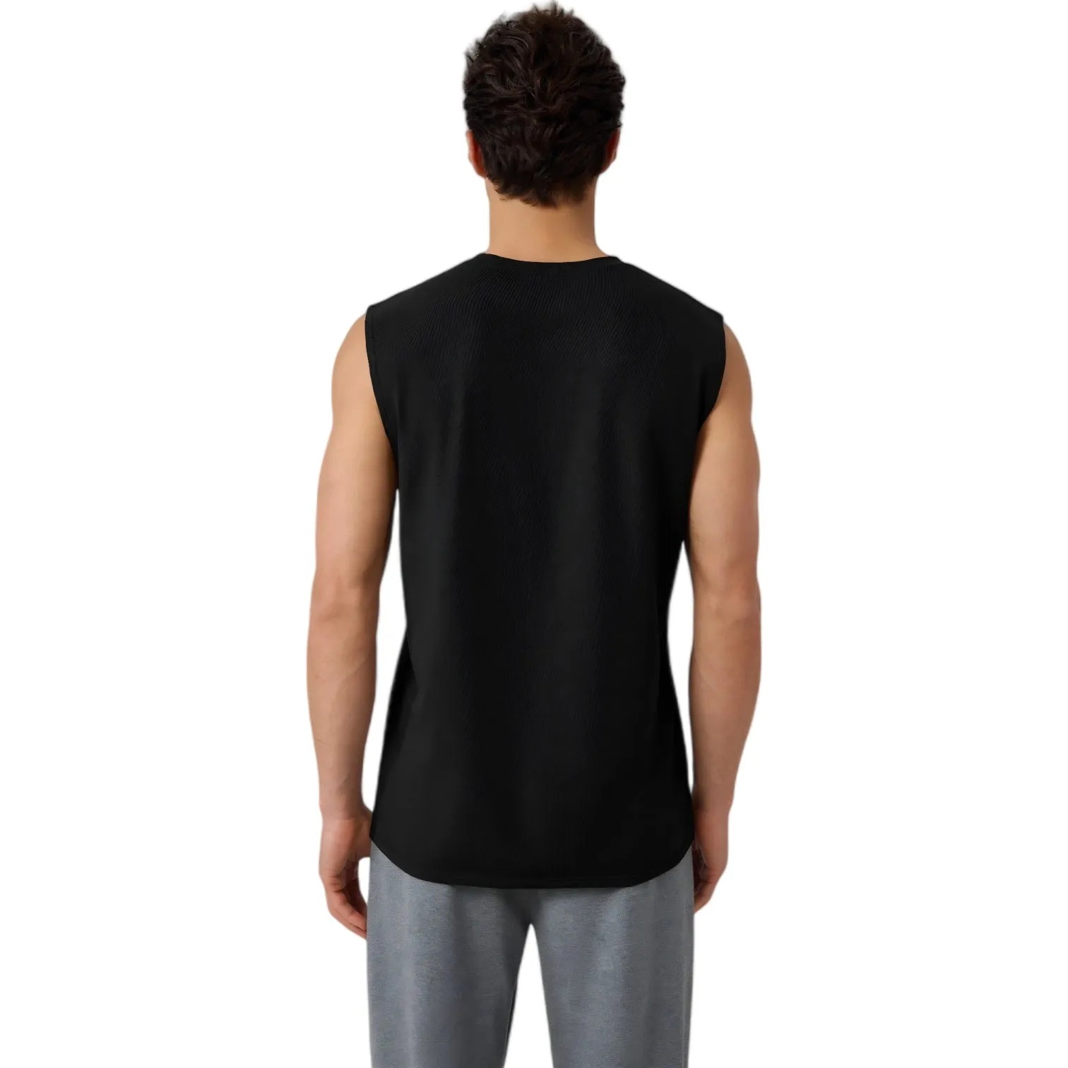 Anna-Kaci Active Men's Sleeveless Crew Neck Ribbed Tank Top with Relaxed Fit and Stretch Fabric sold by Anna-Kaci product image thumbnail 5