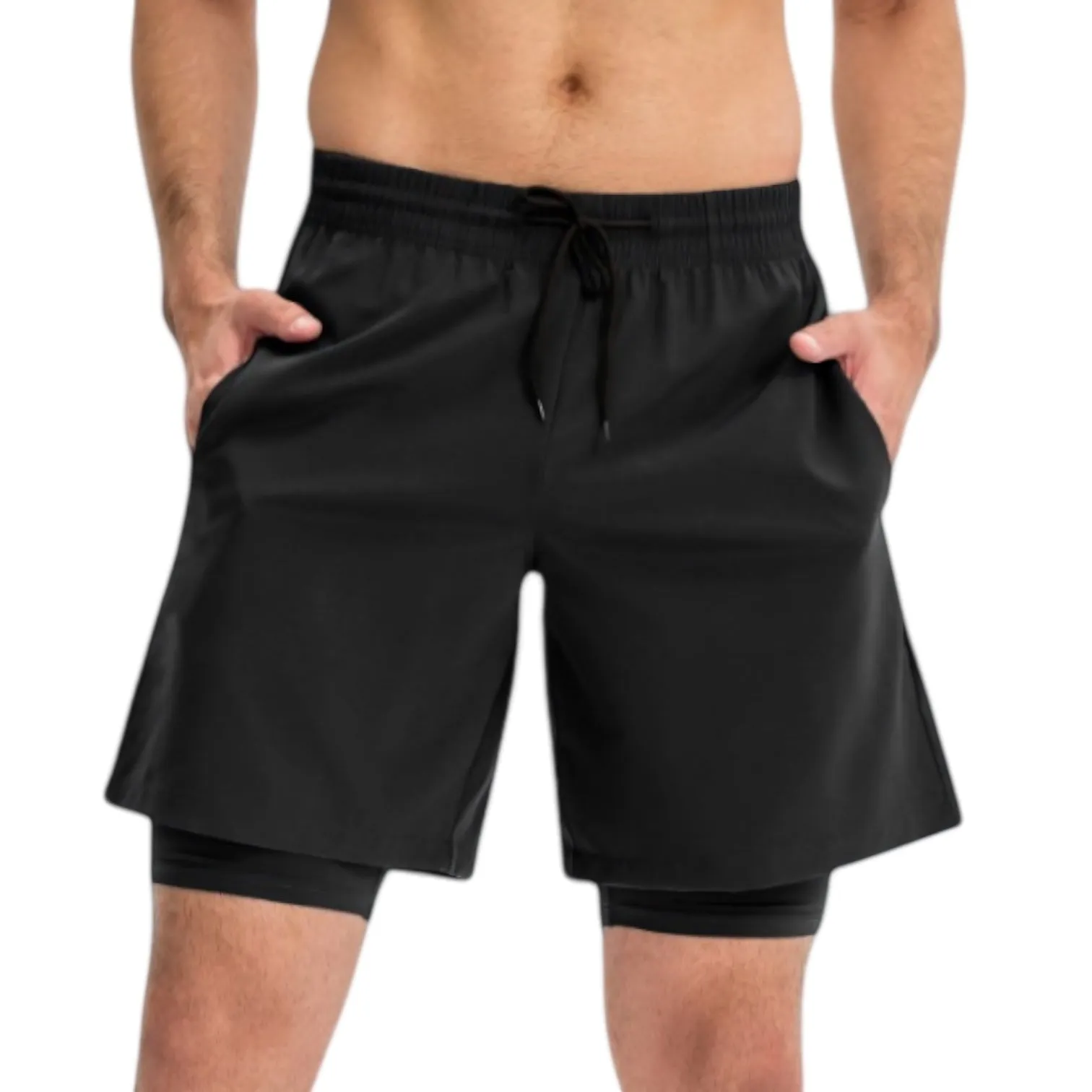 Anna-Kaci Active Men's Athletic Training Shorts with Inner Compression Layer Side Pockets and Adjustable Drawstring Waist sold by Anna-Kaci