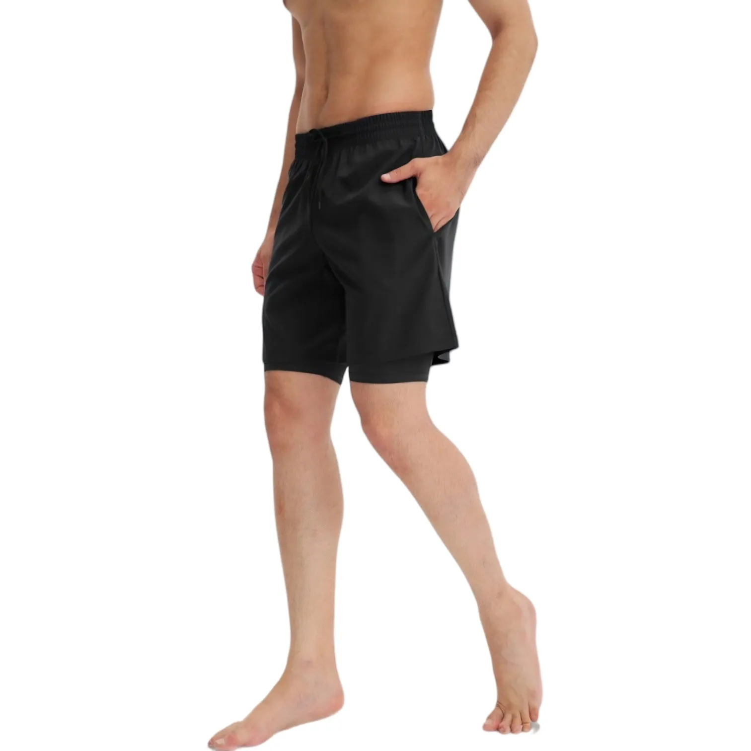 Anna-Kaci Active Men's Athletic Training Shorts with Inner Compression Layer Side Pockets and Adjustable Drawstring Waist sold by Anna-Kaci product image thumbnail 4