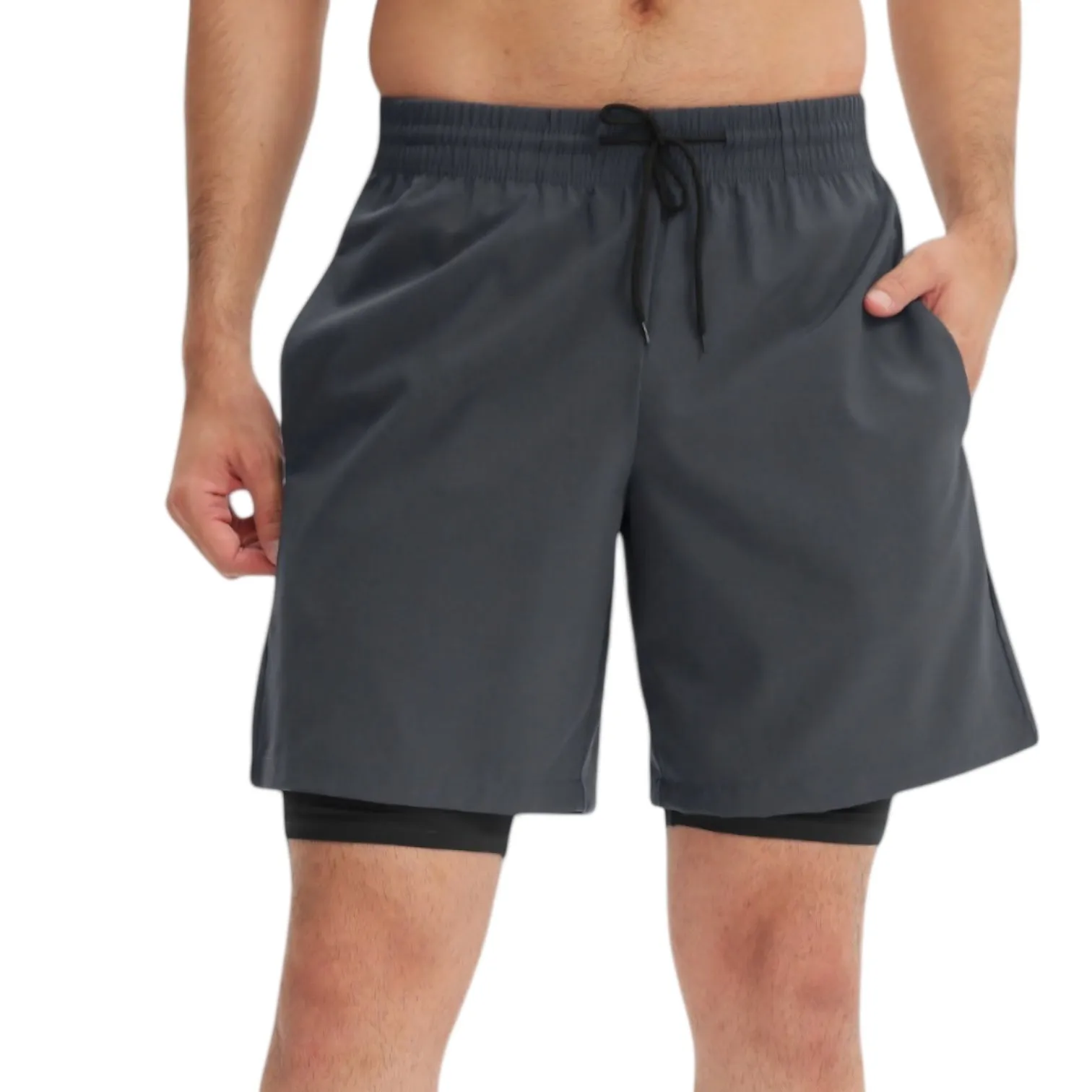Anna-Kaci Active Men's Athletic Training Shorts with Inner Compression Layer Side Pockets and Adjustable Drawstring Waist sold by Anna-Kaci product image thumbnail 5