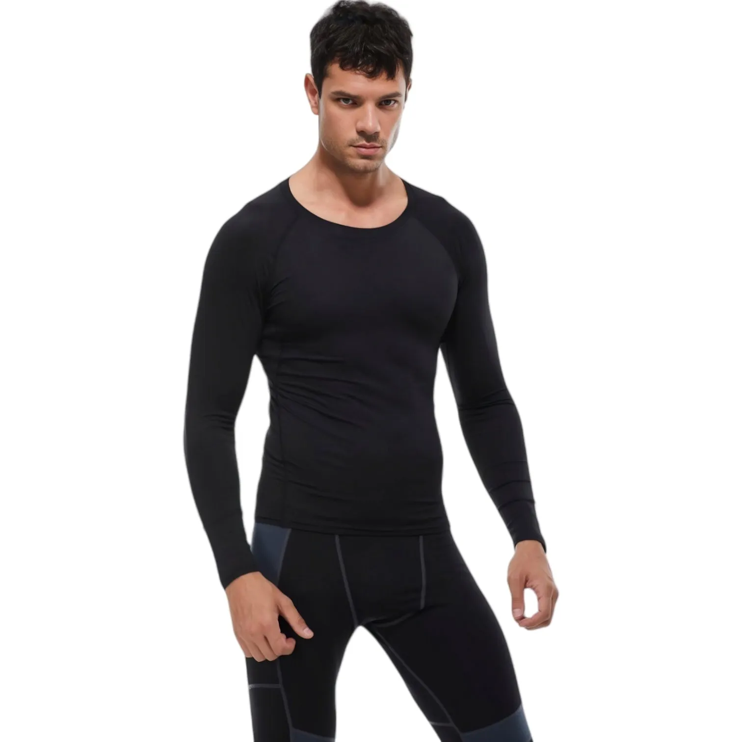Anna-Kaci Active Men's Long Sleeve Athletic Compression Shirt with Crew Neckline and Stretch Fit Performance Fabric sold by Anna-Kaci product image thumbnail 2