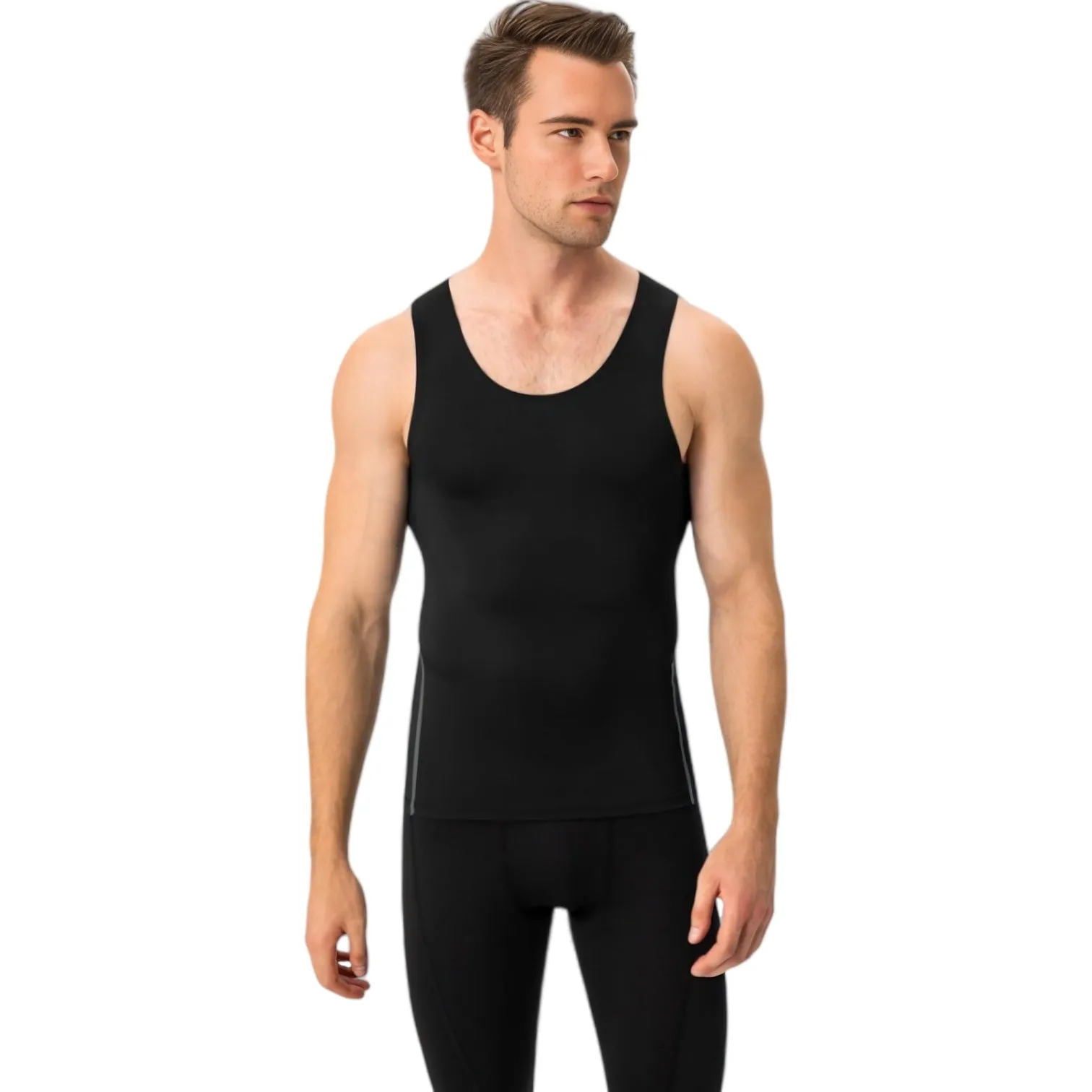 Anna-Kaci Active Men's Compression Tank Top with Scoop Neck Design and Slimming Body Shaper Fit sold by Anna-Kaci product image thumbnail 4