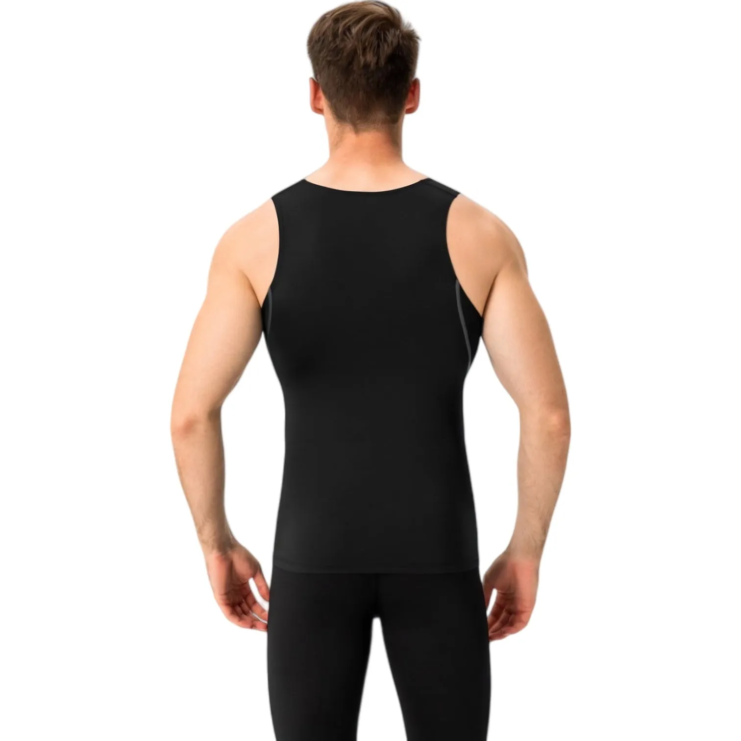 Anna-Kaci Active Men's Compression Tank Top with Scoop Neck Design and Slimming Body Shaper Fit sold by Anna-Kaci product image thumbnail 5