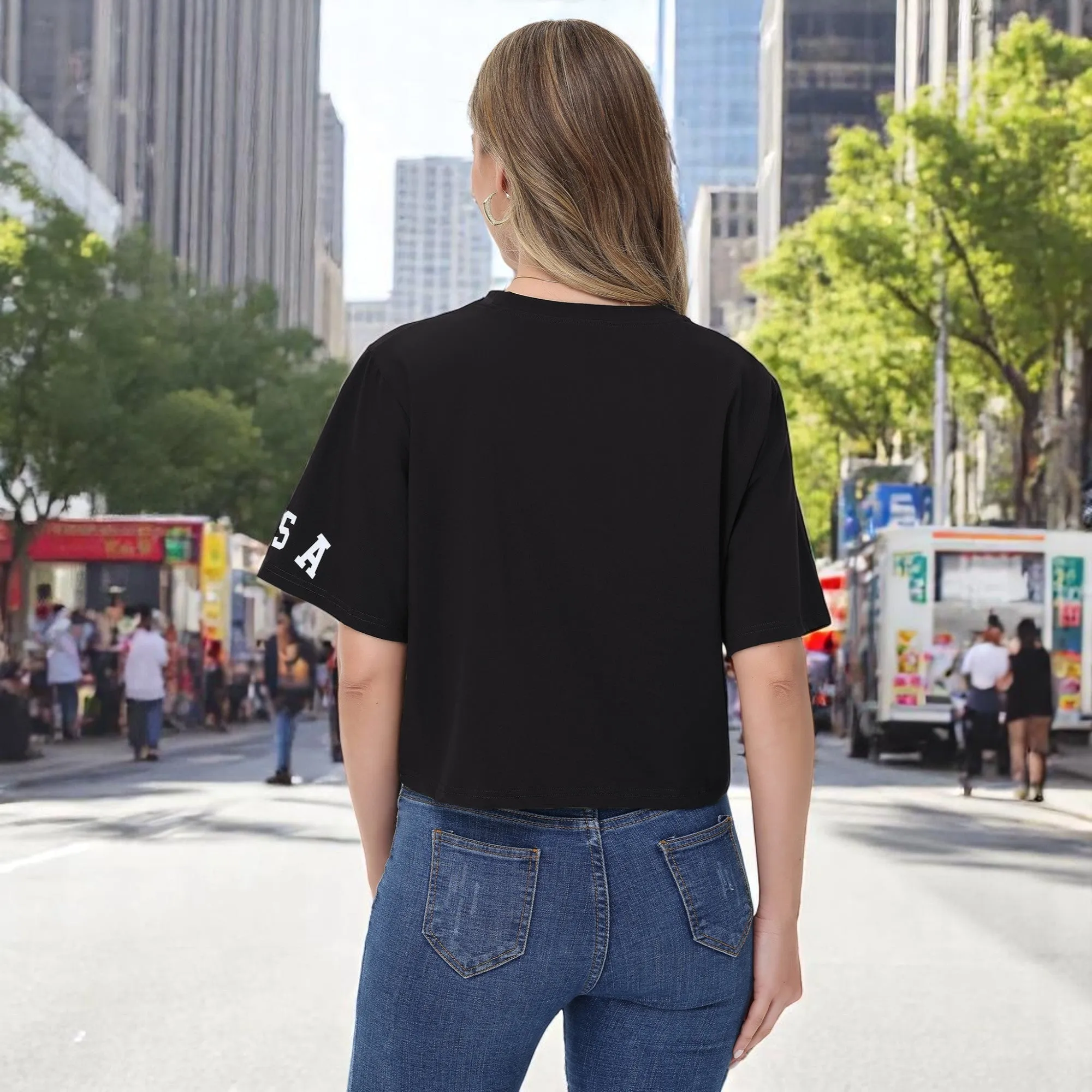 Anna-Kaci Women's American Flag Crop Top July 4th Summer USA Patriotic T-Shirt sold by Anna-Kaci product image thumbnail 4