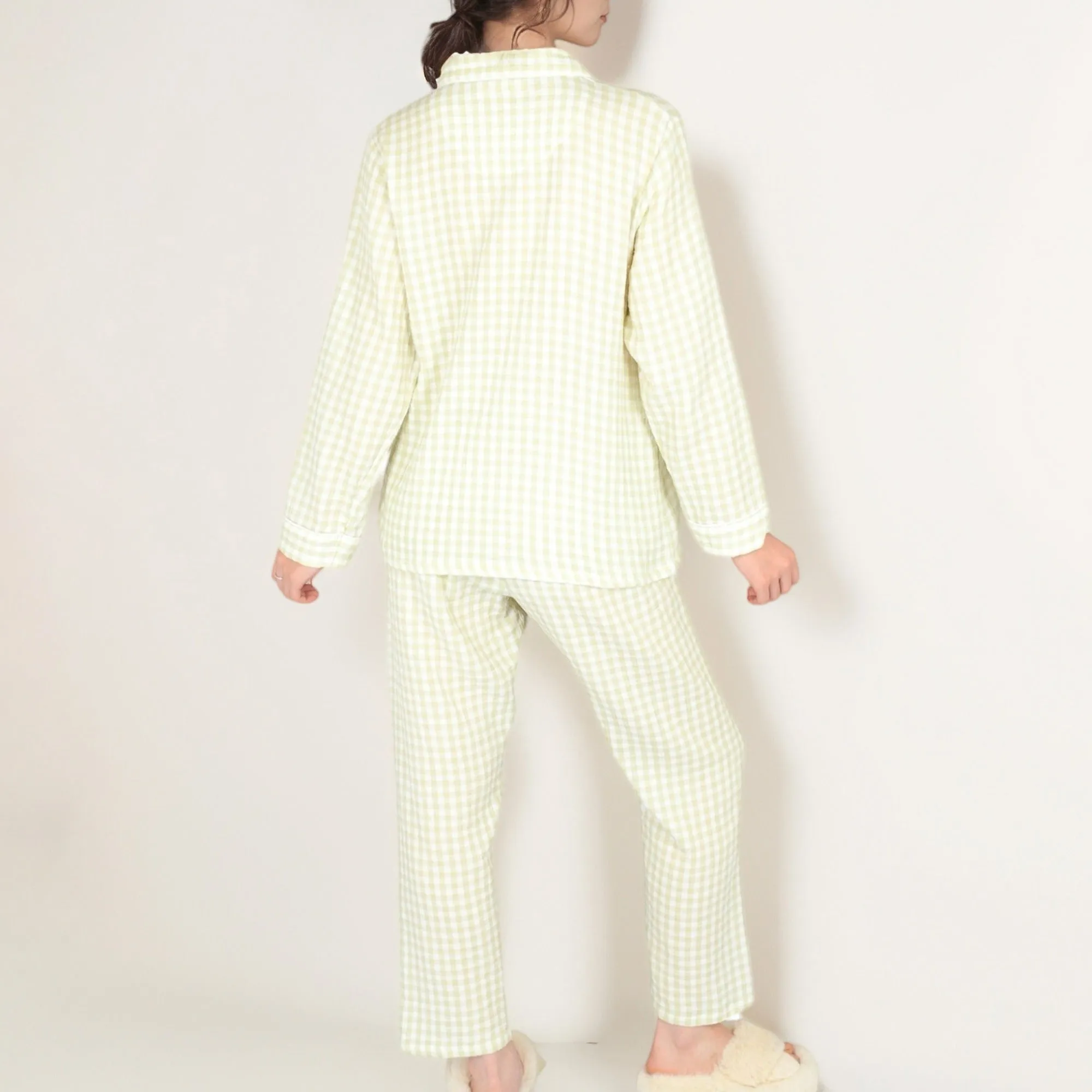 Anna-Kaci Women's Gingham Long Sleeve Pajama Set with Colorful Buttons Chest Pocket and Relaxed Fit Straight Pants sold by Anna-Kaci product image thumbnail 5