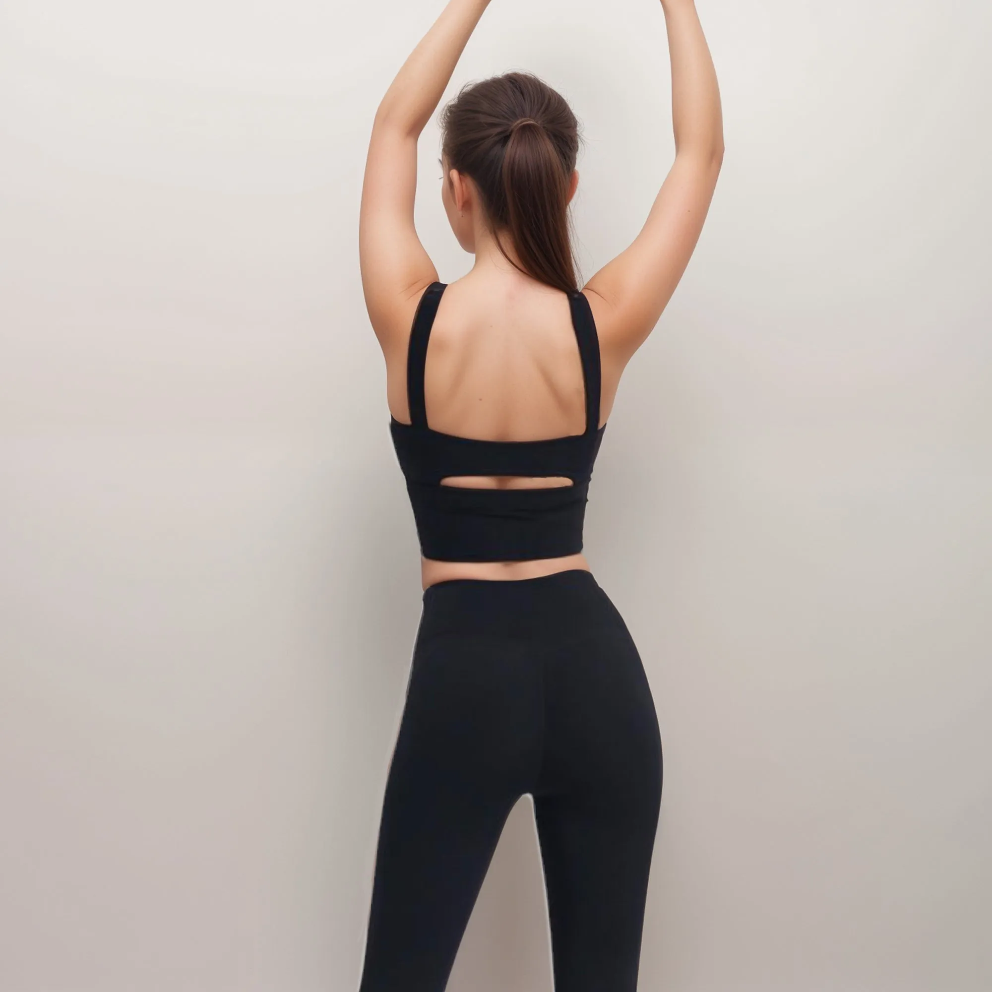 Anna-Kaci Women's Square Neck Active Crop Tank Top with Contour Seams Wide Straps and Sculpting Stretch Performance Fabric sold by Anna-Kaci product image thumbnail 4