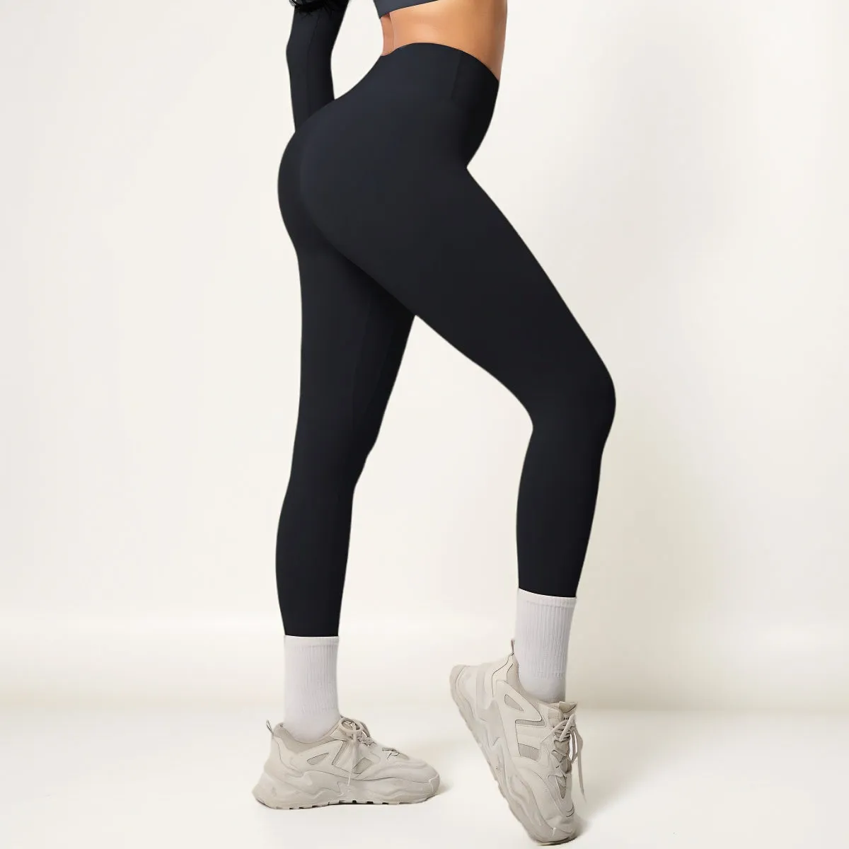 Anna-Kaci Women's High Waist Seamless Full-Length Leggings with Compression Fit Stretch Fabric and Minimal Logo Detail sold by Anna-Kaci product image thumbnail 4