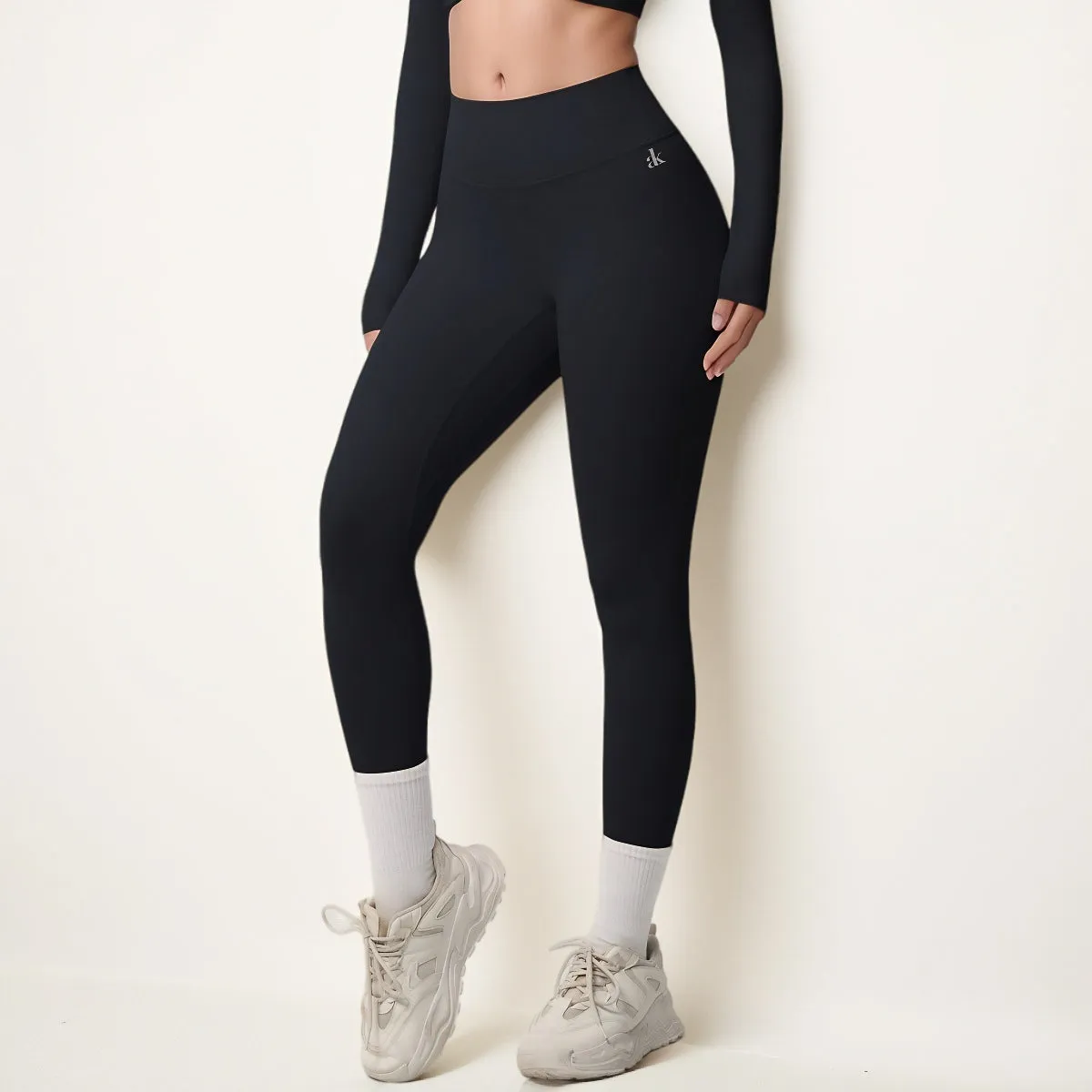 Anna-Kaci Women's High Waist Seamless Full-Length Leggings with Compression Fit Stretch Fabric and Minimal Logo Detail sold by Anna-Kaci product image thumbnail 3